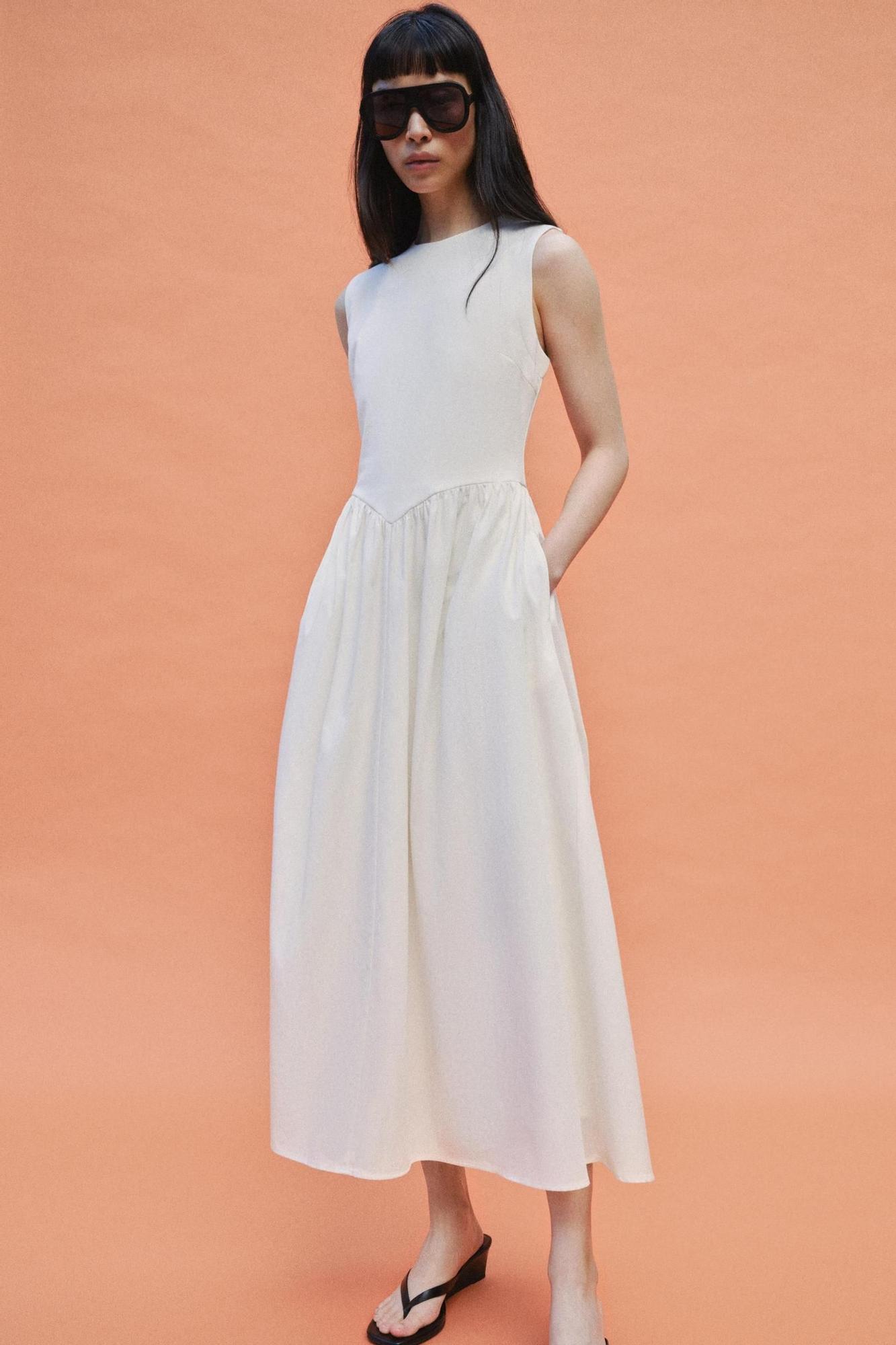 Robe midi blanche combinée