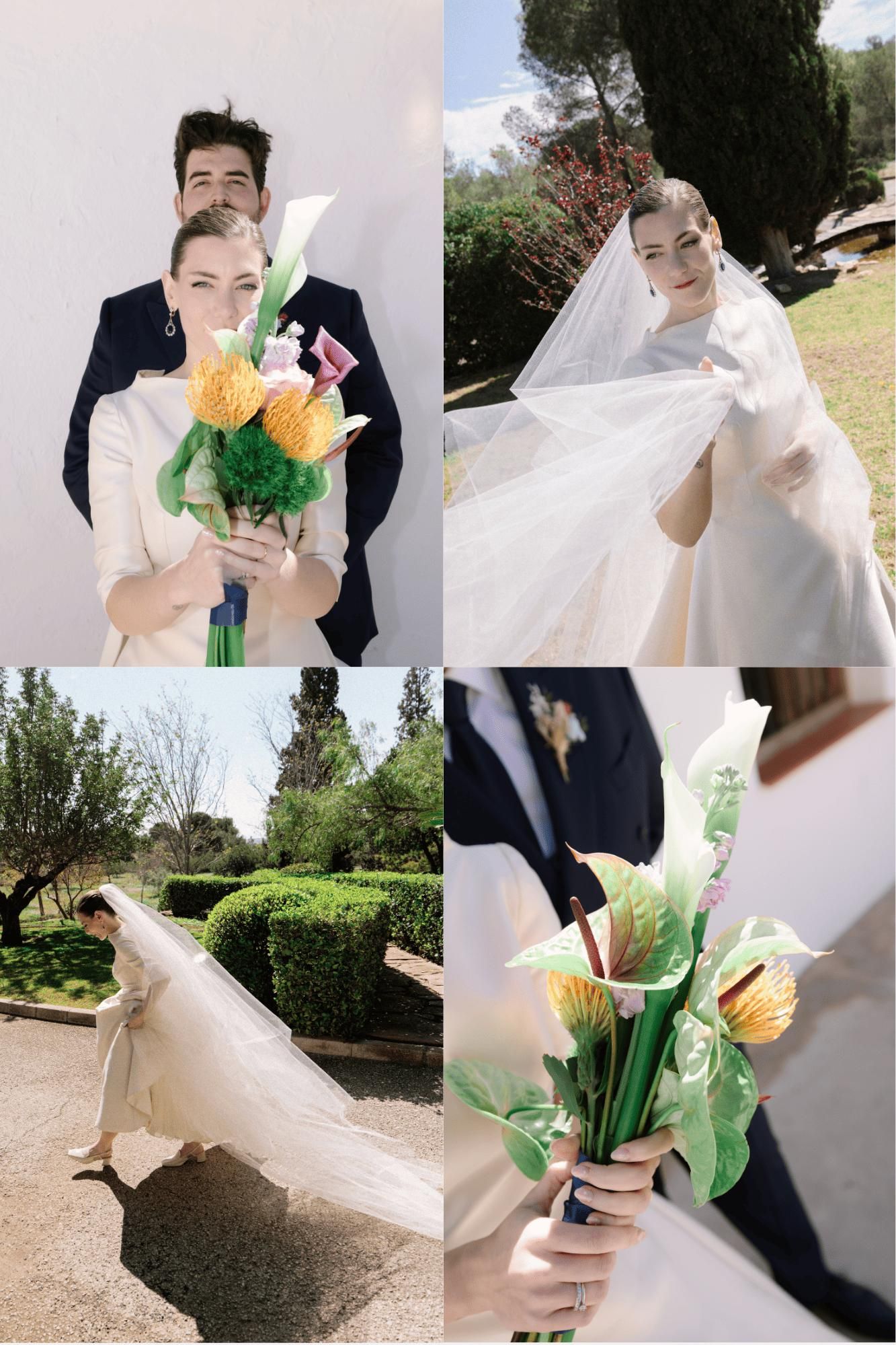Clara, mariée espagnole avec la robe de sa mère et des mules de marque espagnole