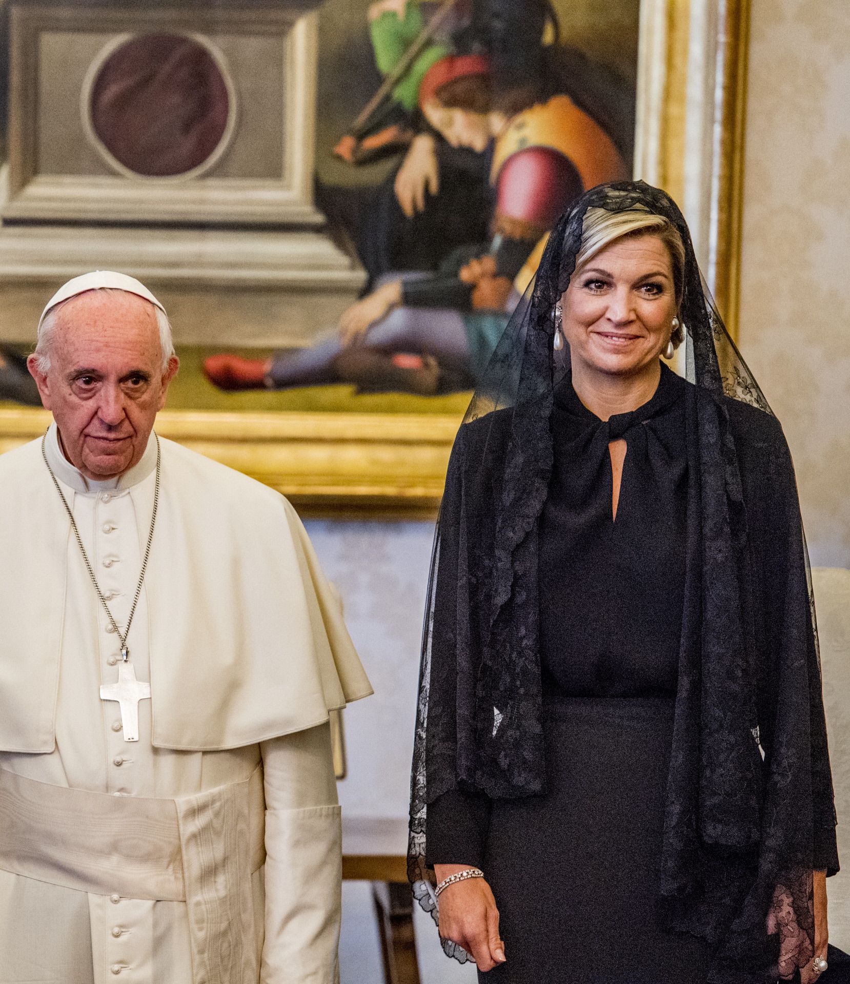 La reine Máxima des Pays-Bas en visite au pape François au Vatican en 2017