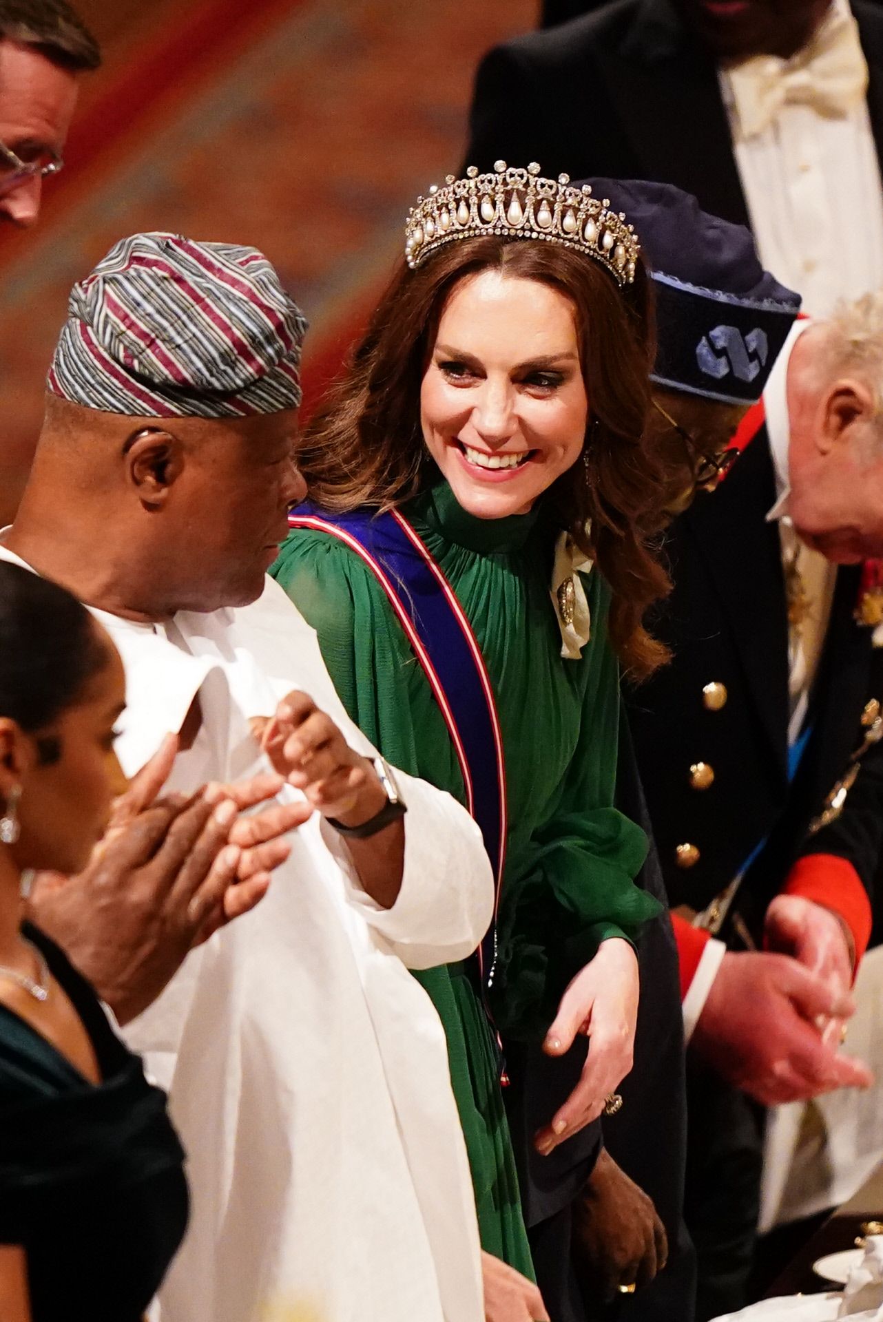 Kate Middleton portant le diadème Lover's Knot lors du dîner de gala au château de Windsor