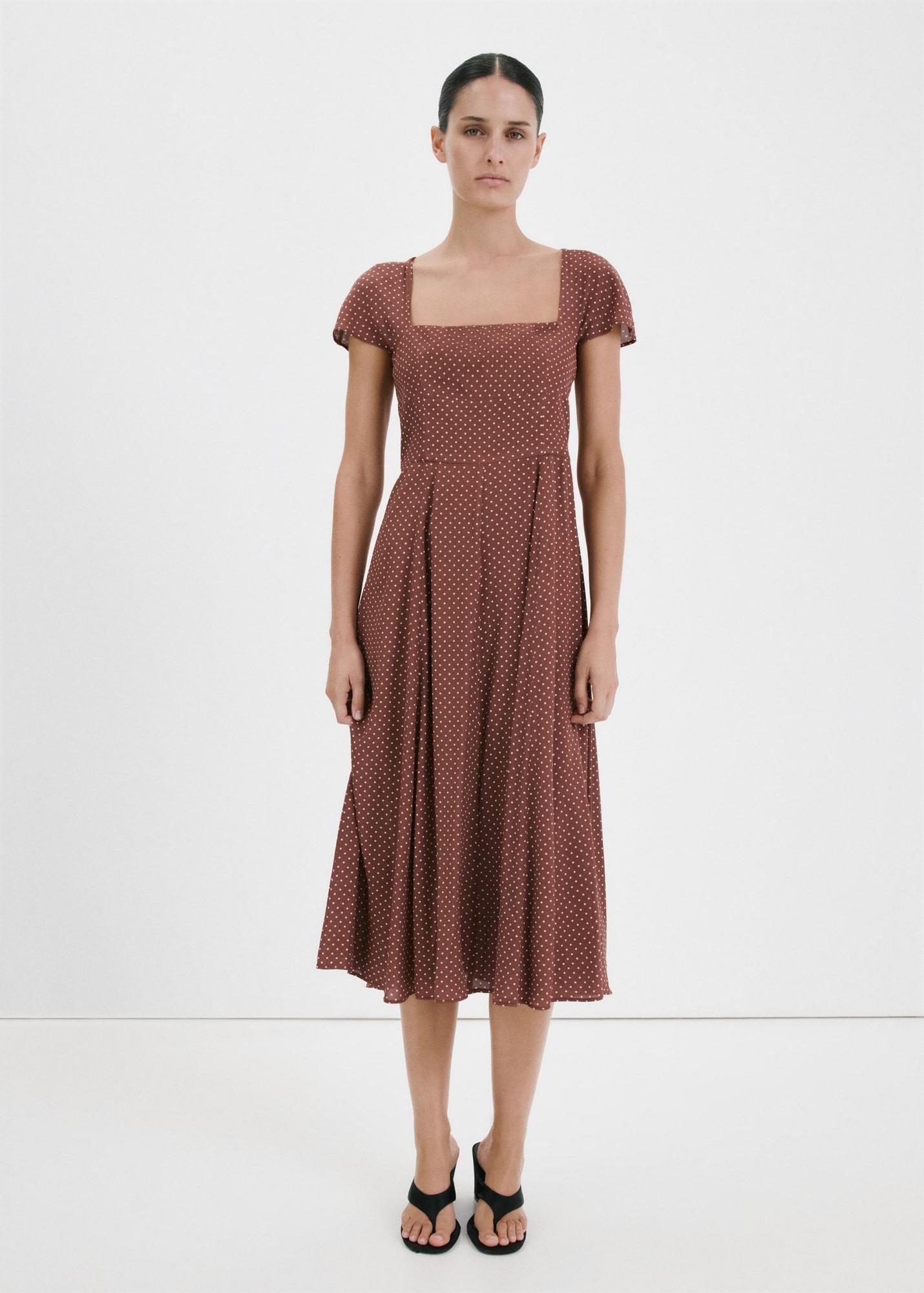 Robe midi trapèze à pois