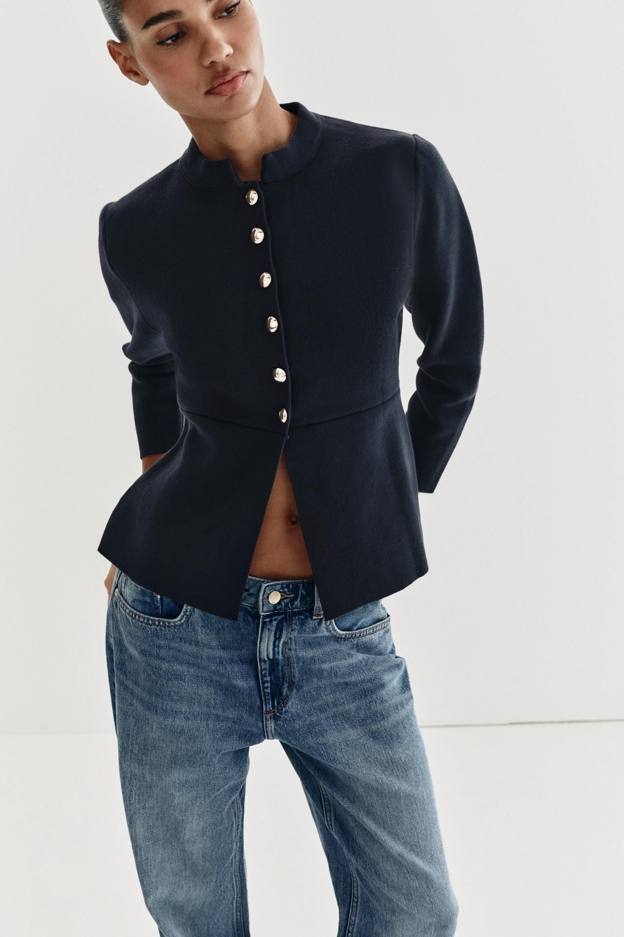 Veste en maille fine bleu marine