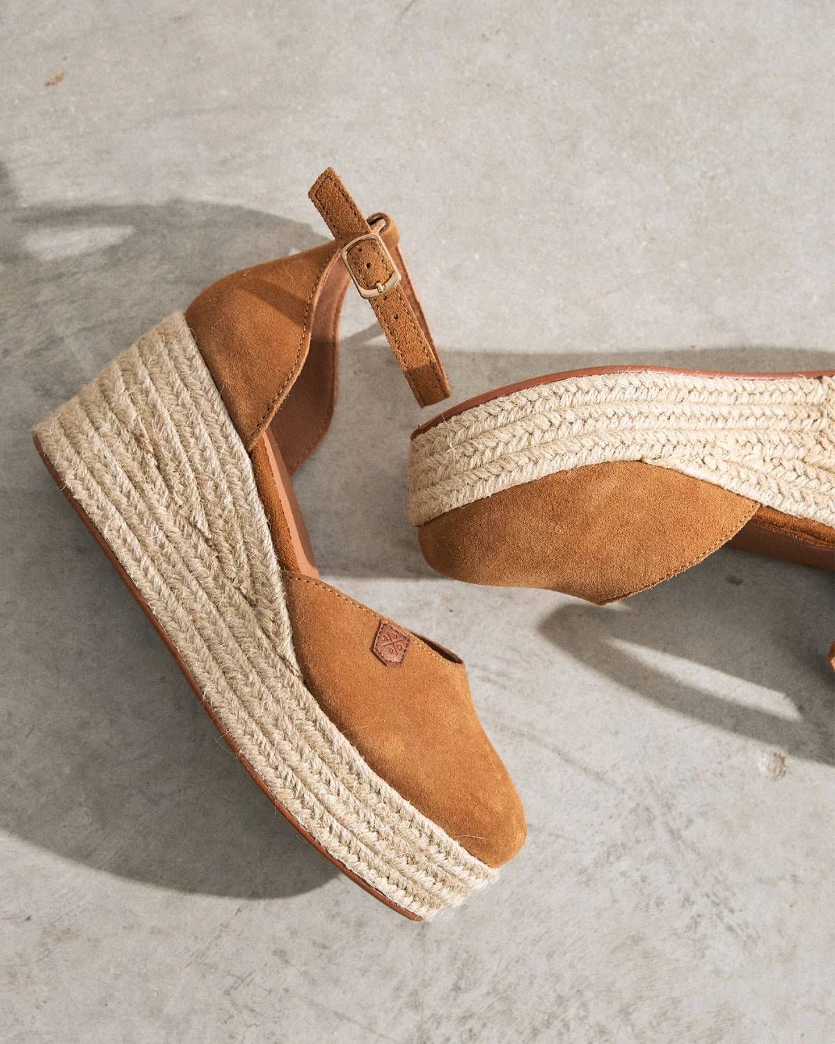 Espadrilles compensées en daim, par Popa