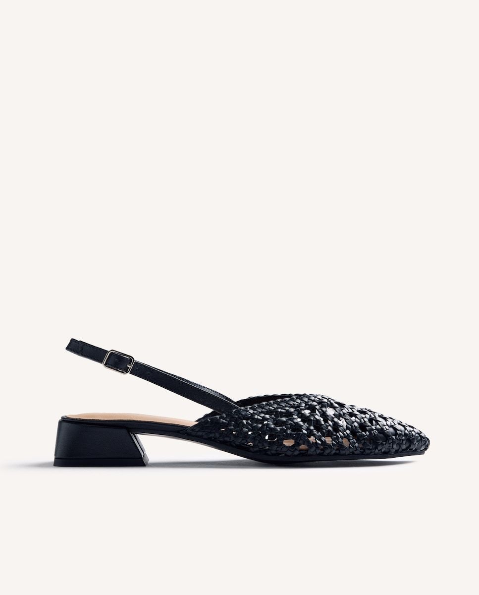 Ballerines tressées noires à talon confortable