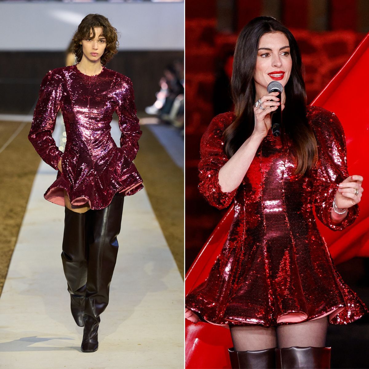 Anne Hathaway dans un look Stella McCartney.