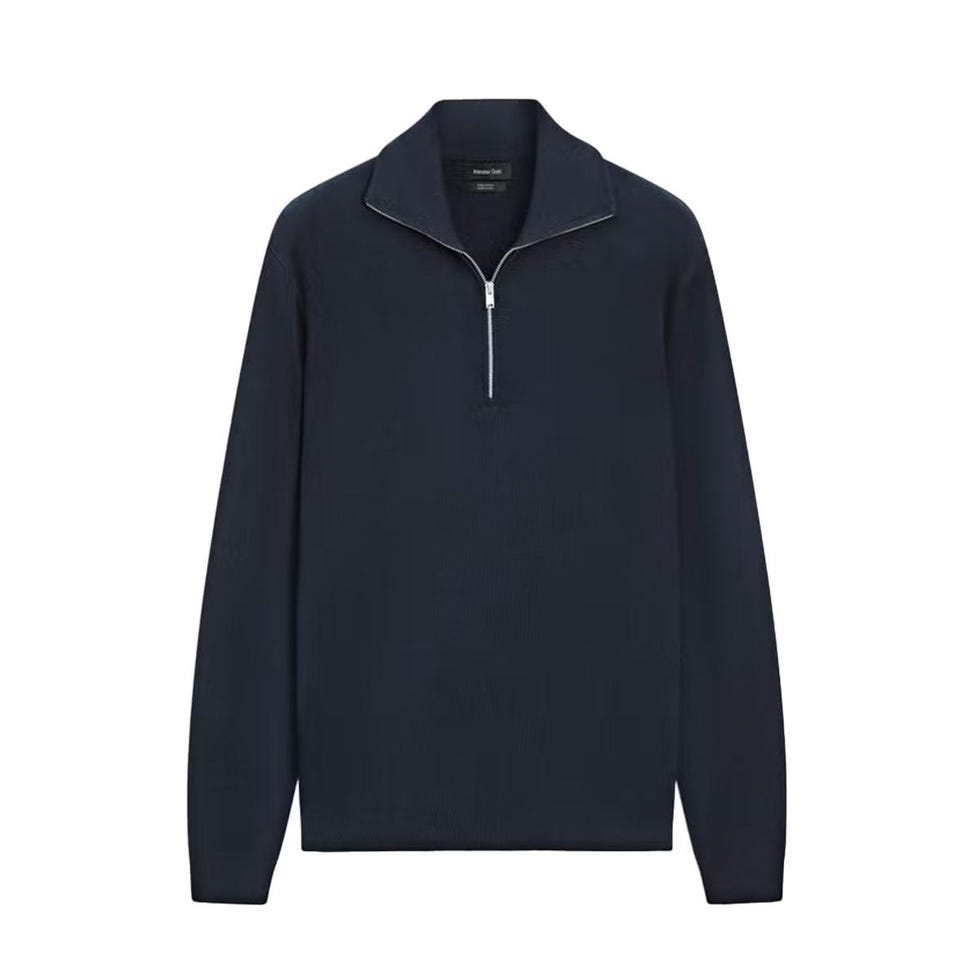 Pull en tricot à col montant en coton avec fermeture éclair