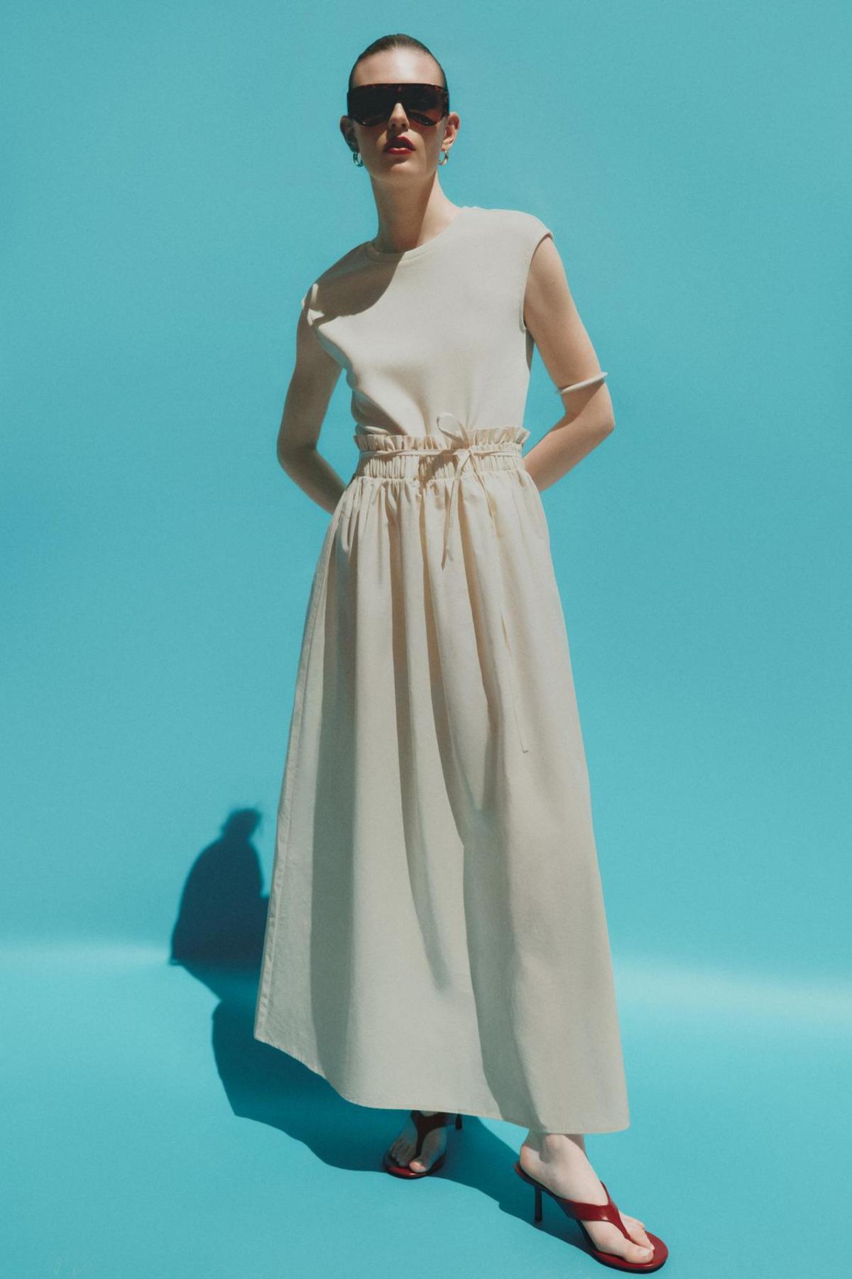 Robe midi double texture