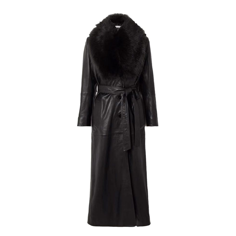Manteau en cuir à finitions en peau de mouton retournée et à ceinture Dakota