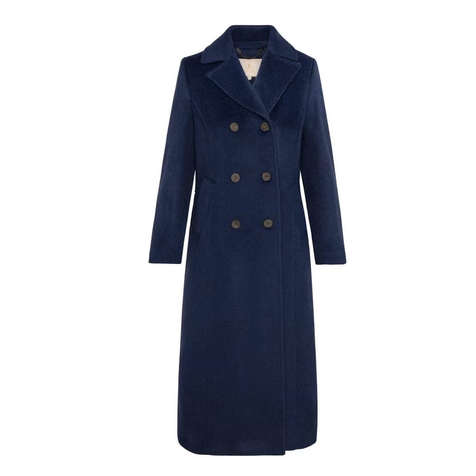 Manteau croisé en laine et mohair