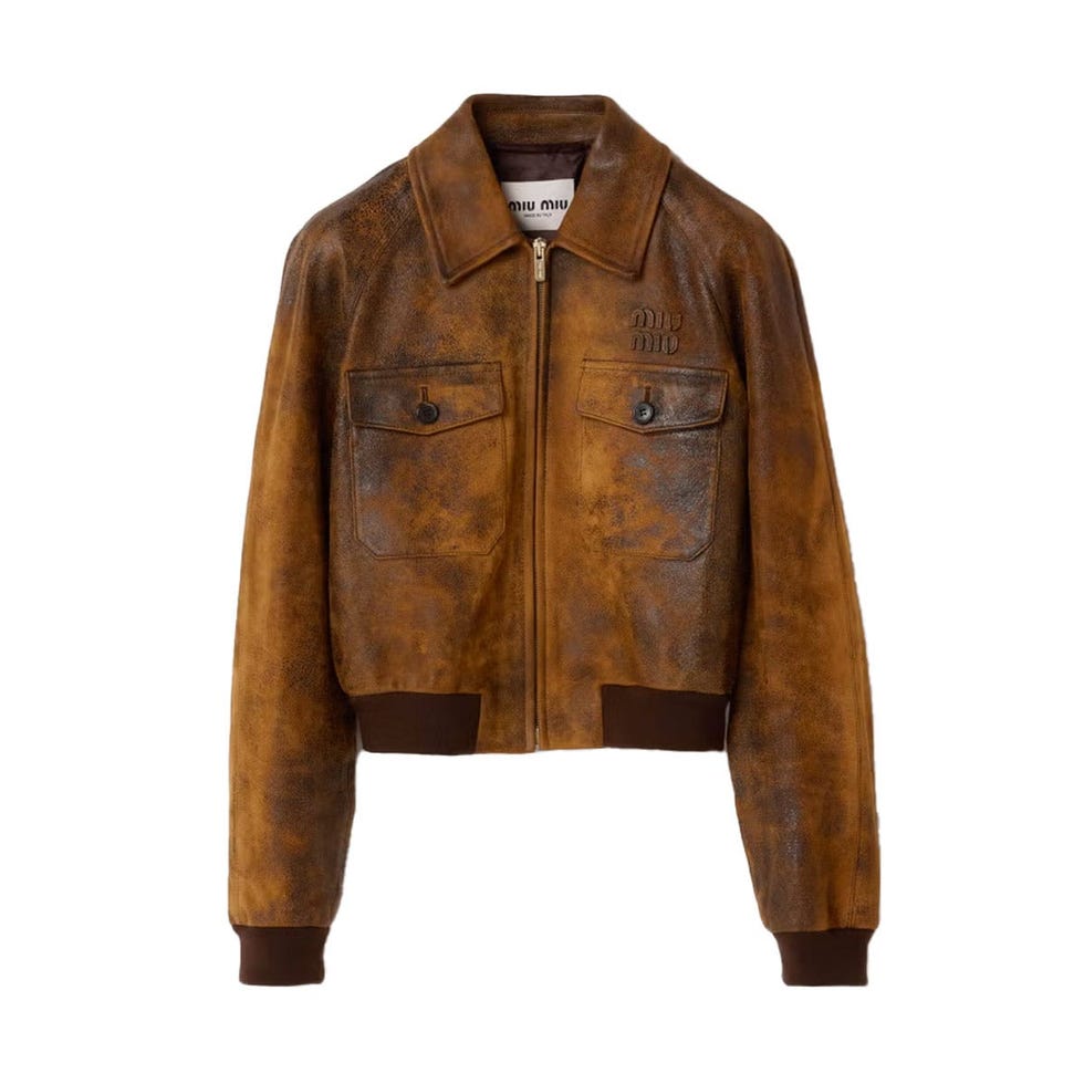 Veste en cuir suédé ciré