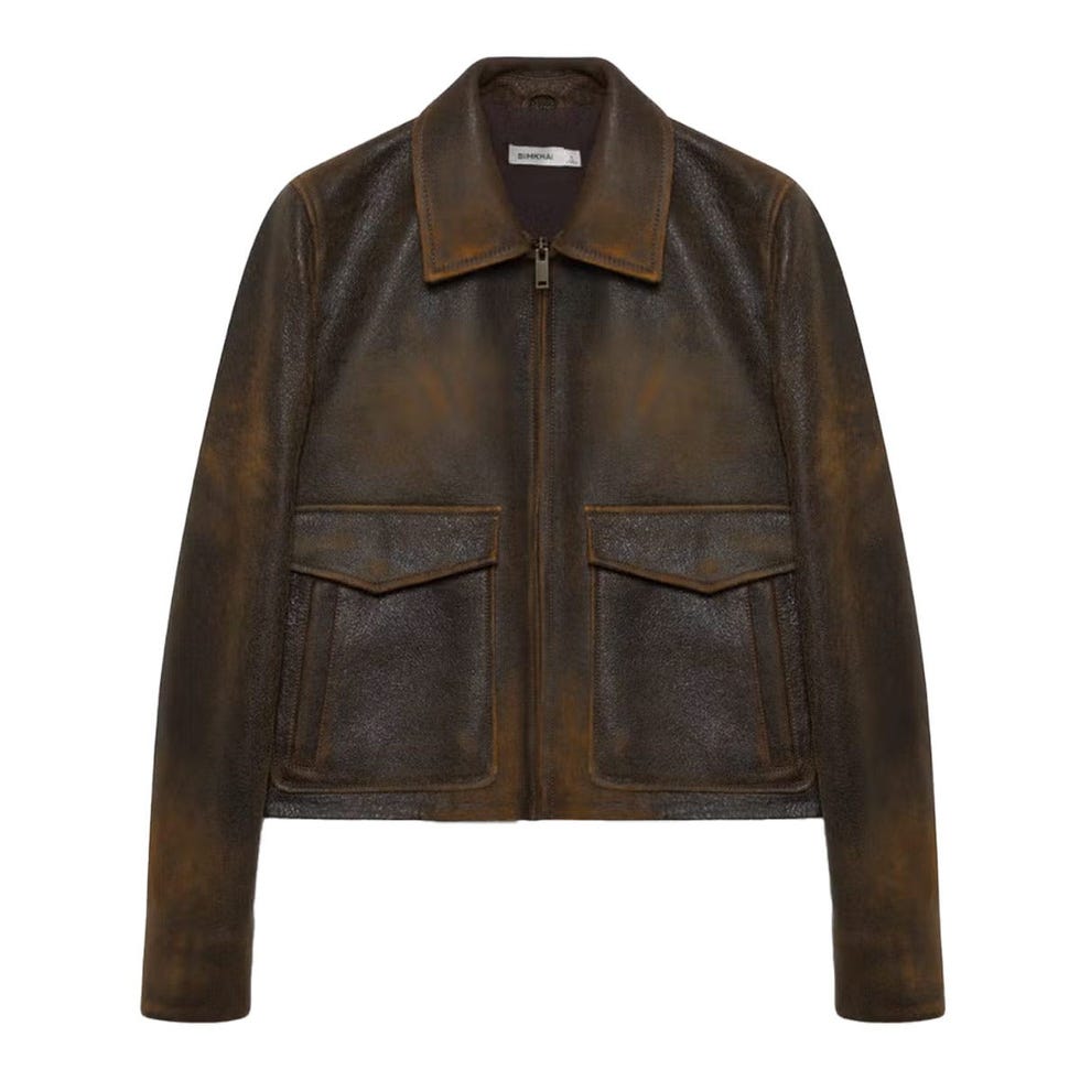 Veste en cuir sauge