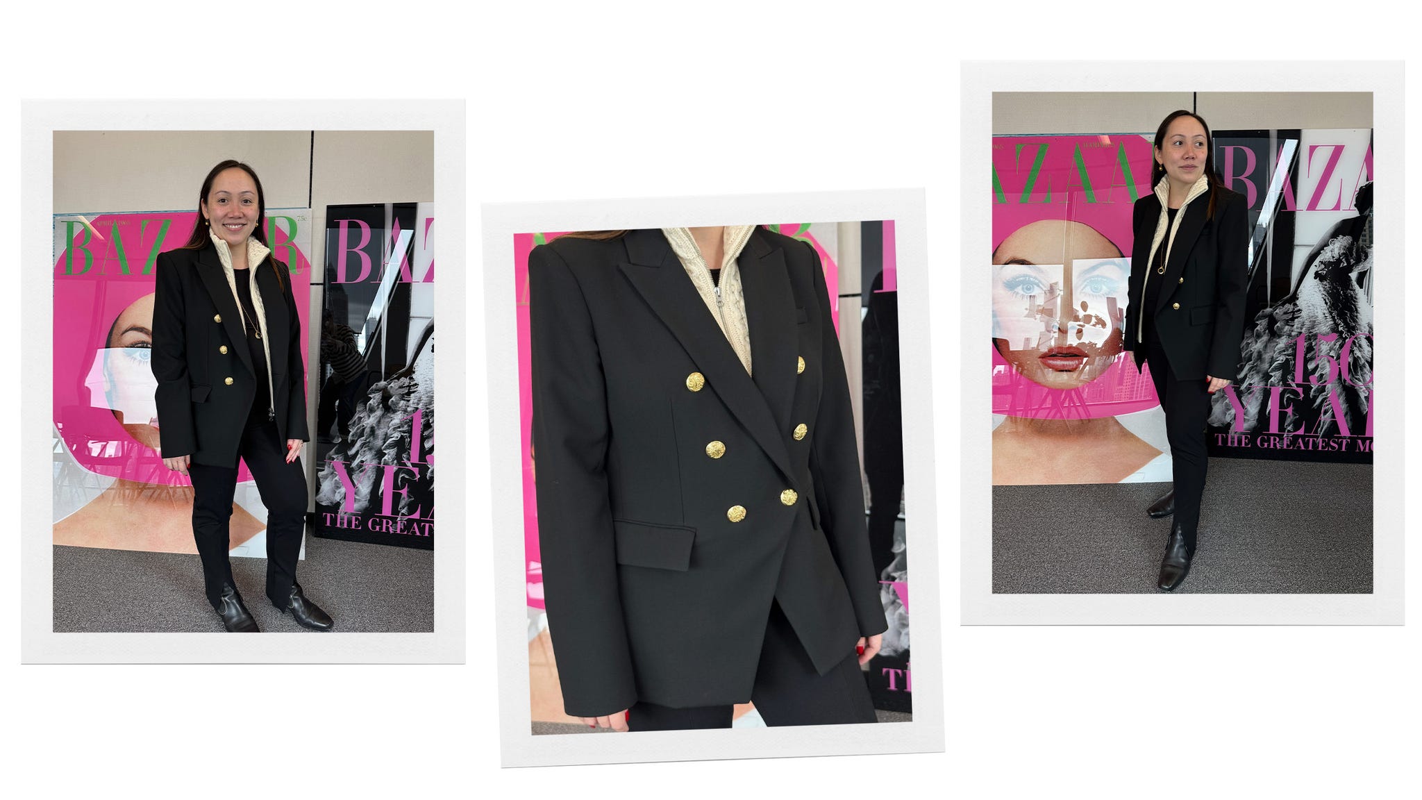 Julie Tong porte la veste Dickey de Veronica Beard Miller.