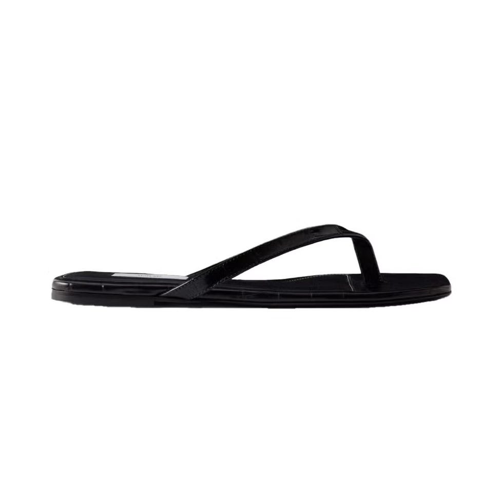 Tongs en cuir effet croco