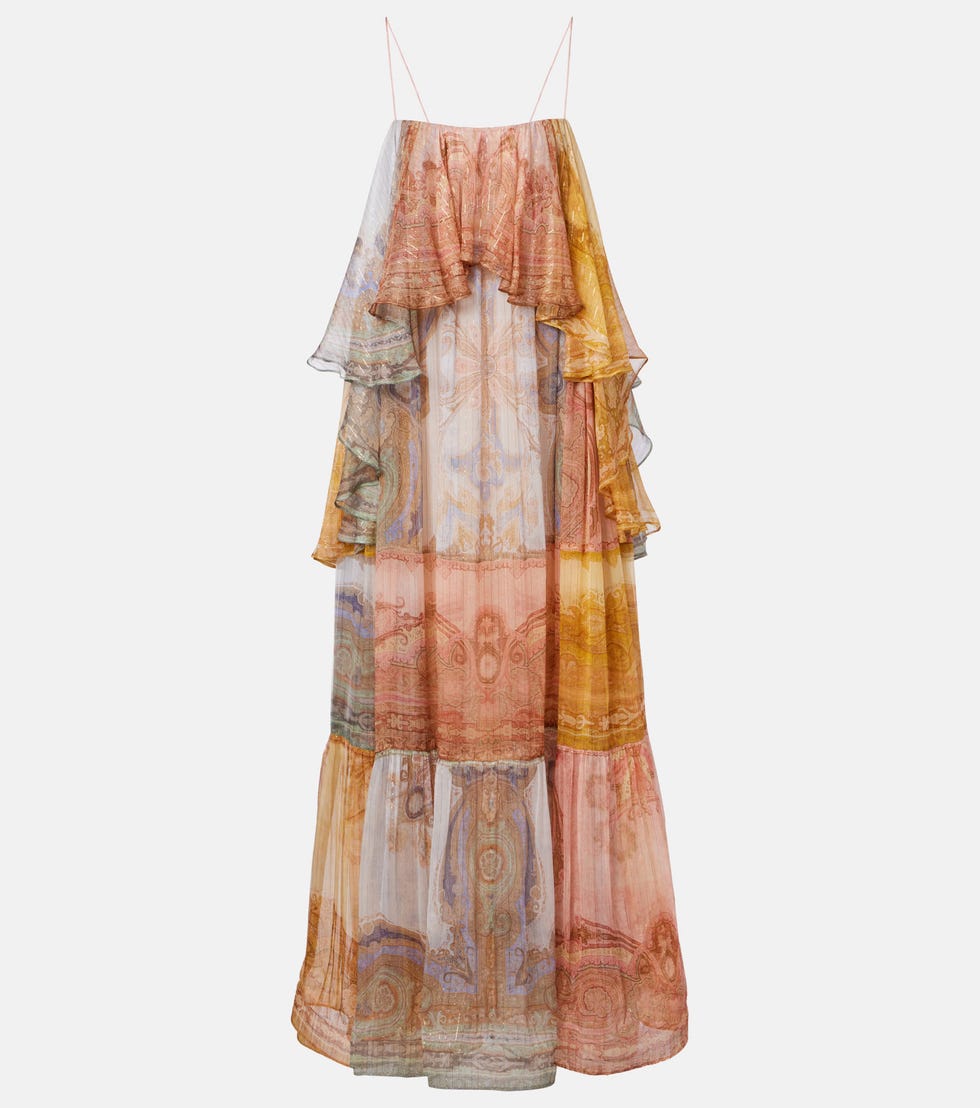 Robe longue Como en soie mélangée à motif cachemire