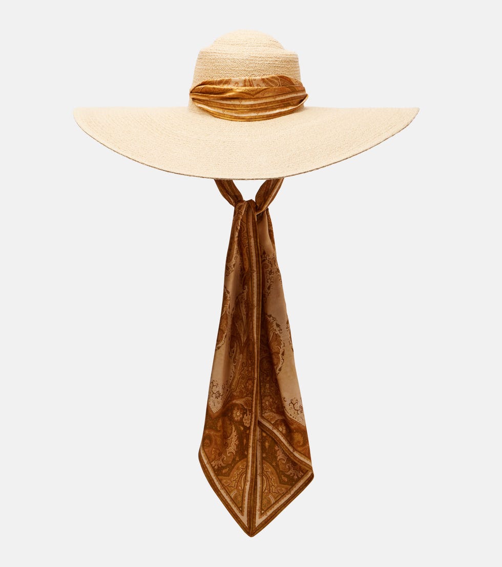 Chapeau de soleil en raphia bordé de soie