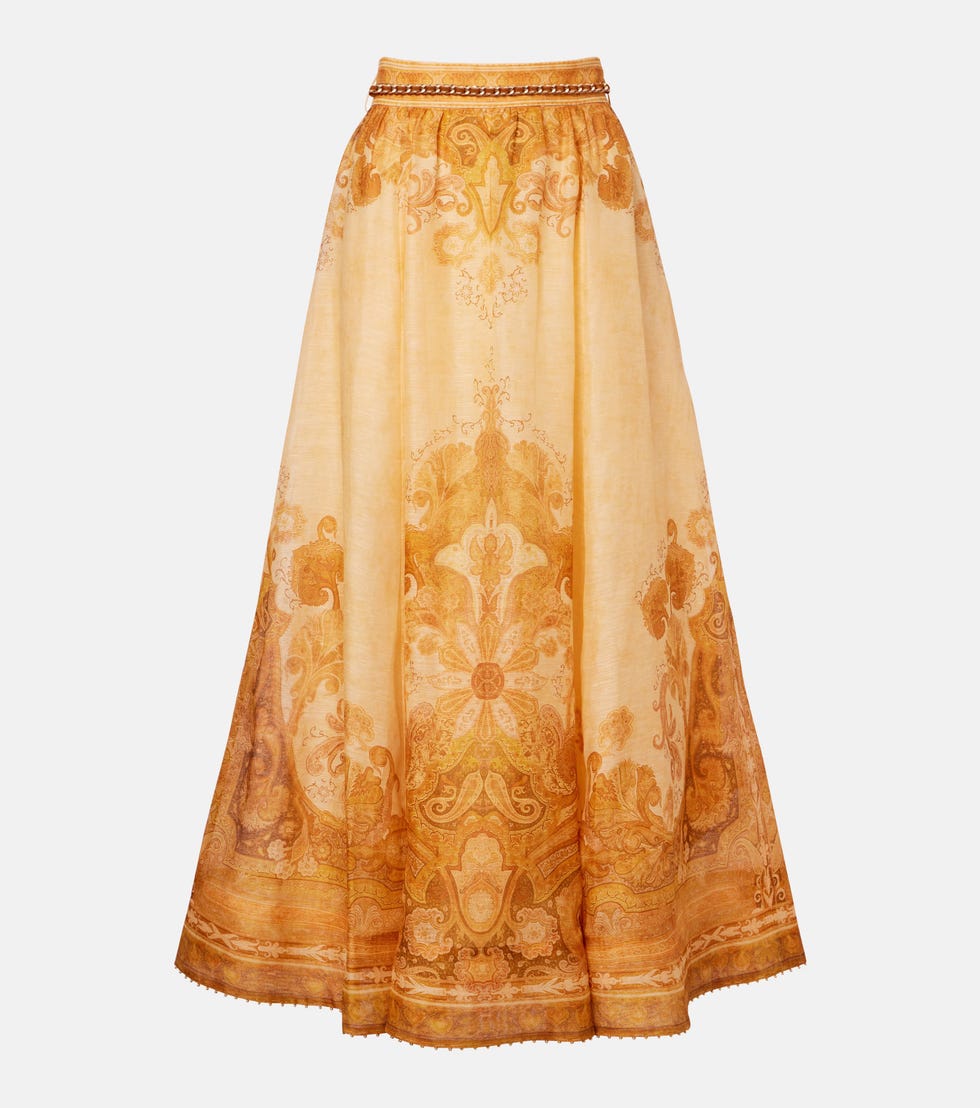 Jupe longue Como Paisley en lin et soie