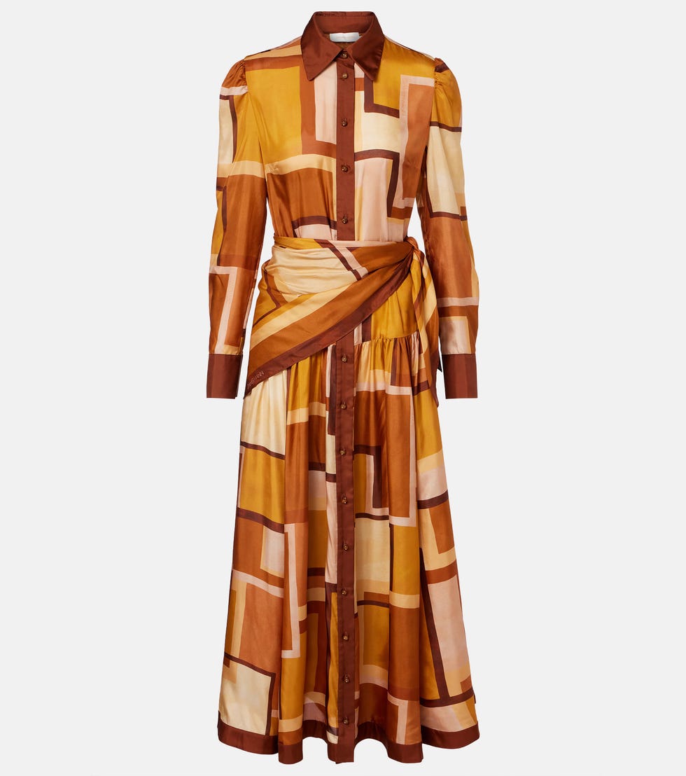 Robe chemise en soie imprimée Como