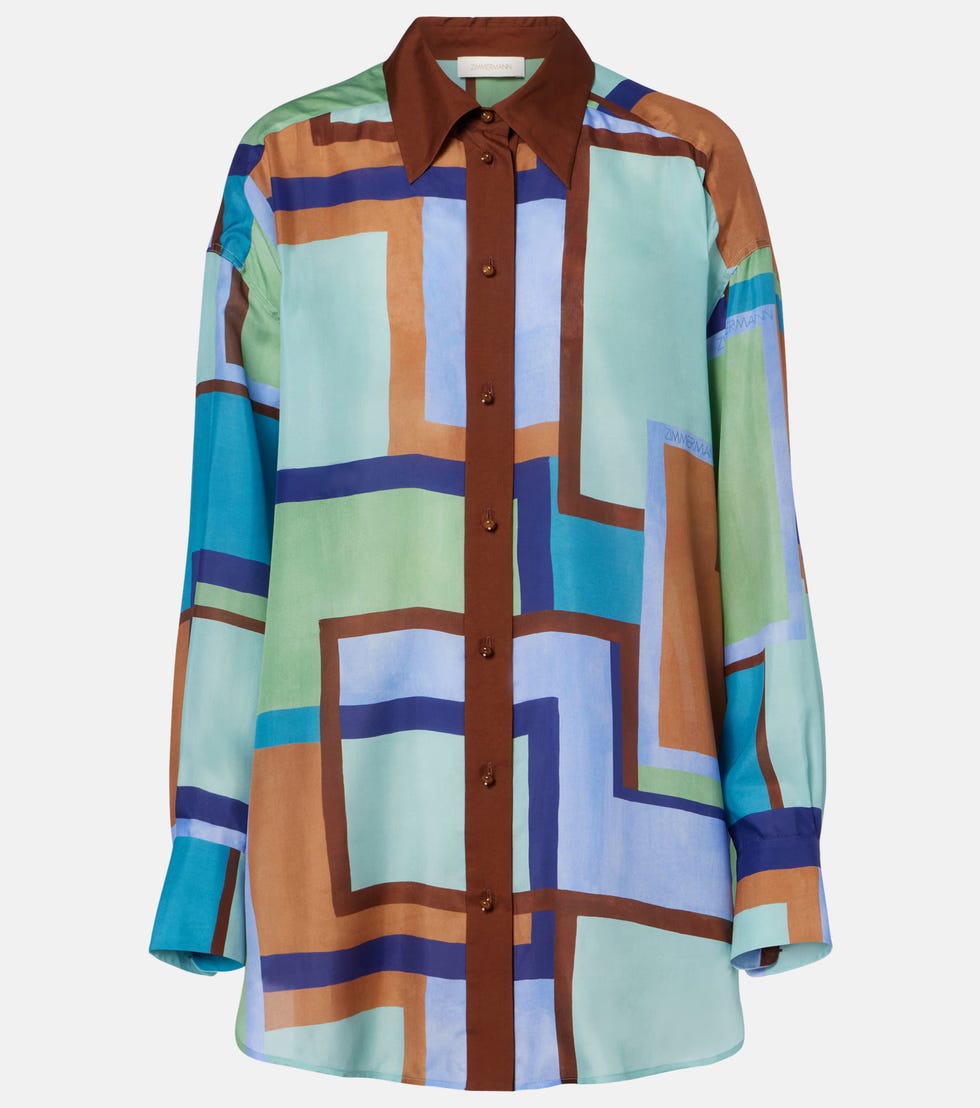 Chemise en satin de soie imprimée Como