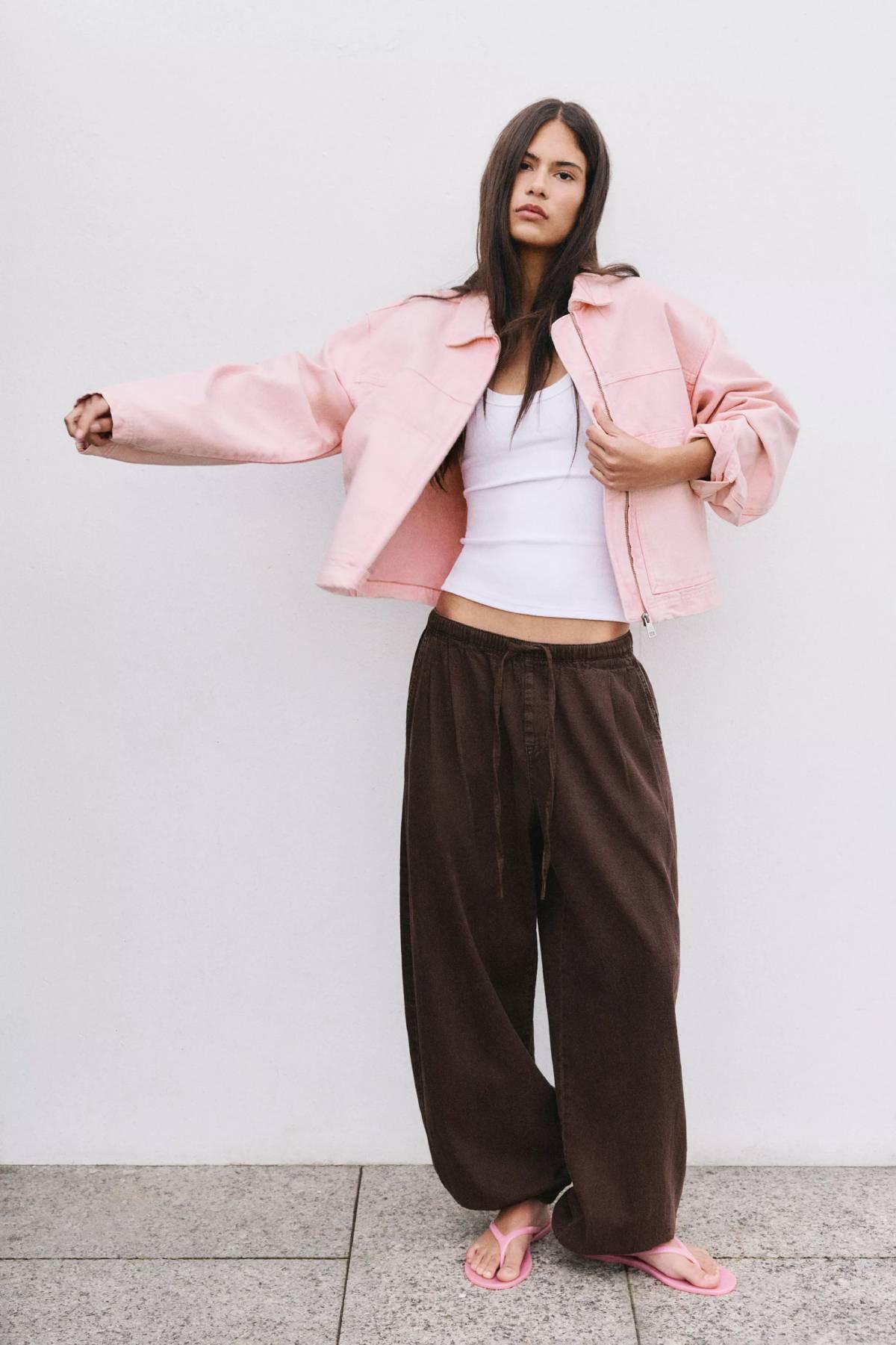 Sarouel marron chocolat avec taille élastique, par Pull&Bear
