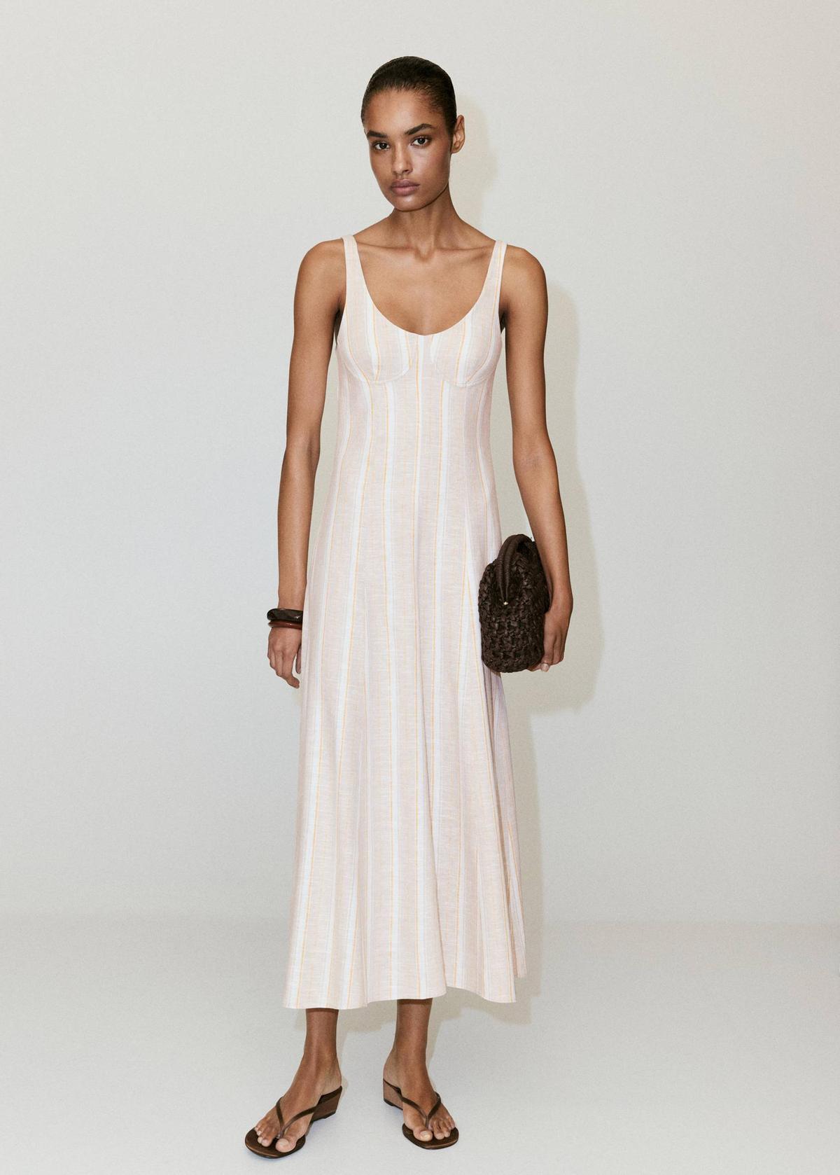 Robe en lin rayé