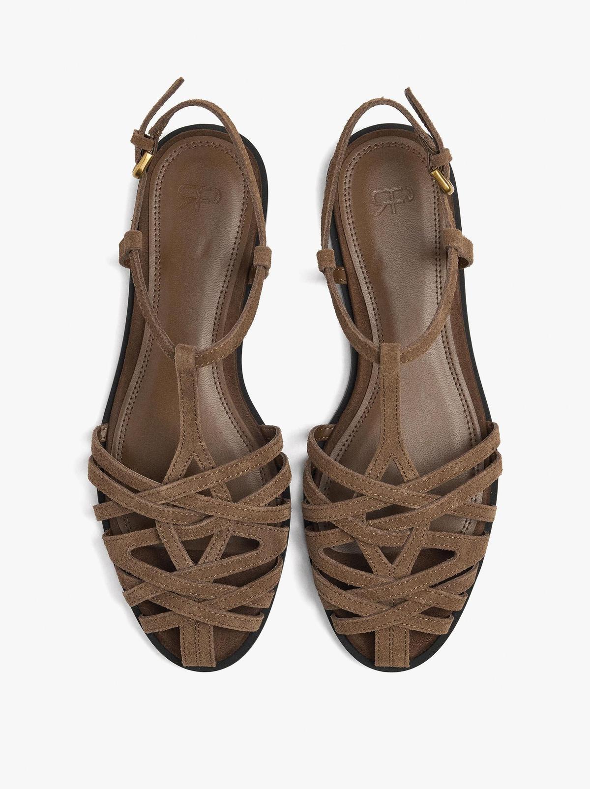 Sandales en cuir façon crabe