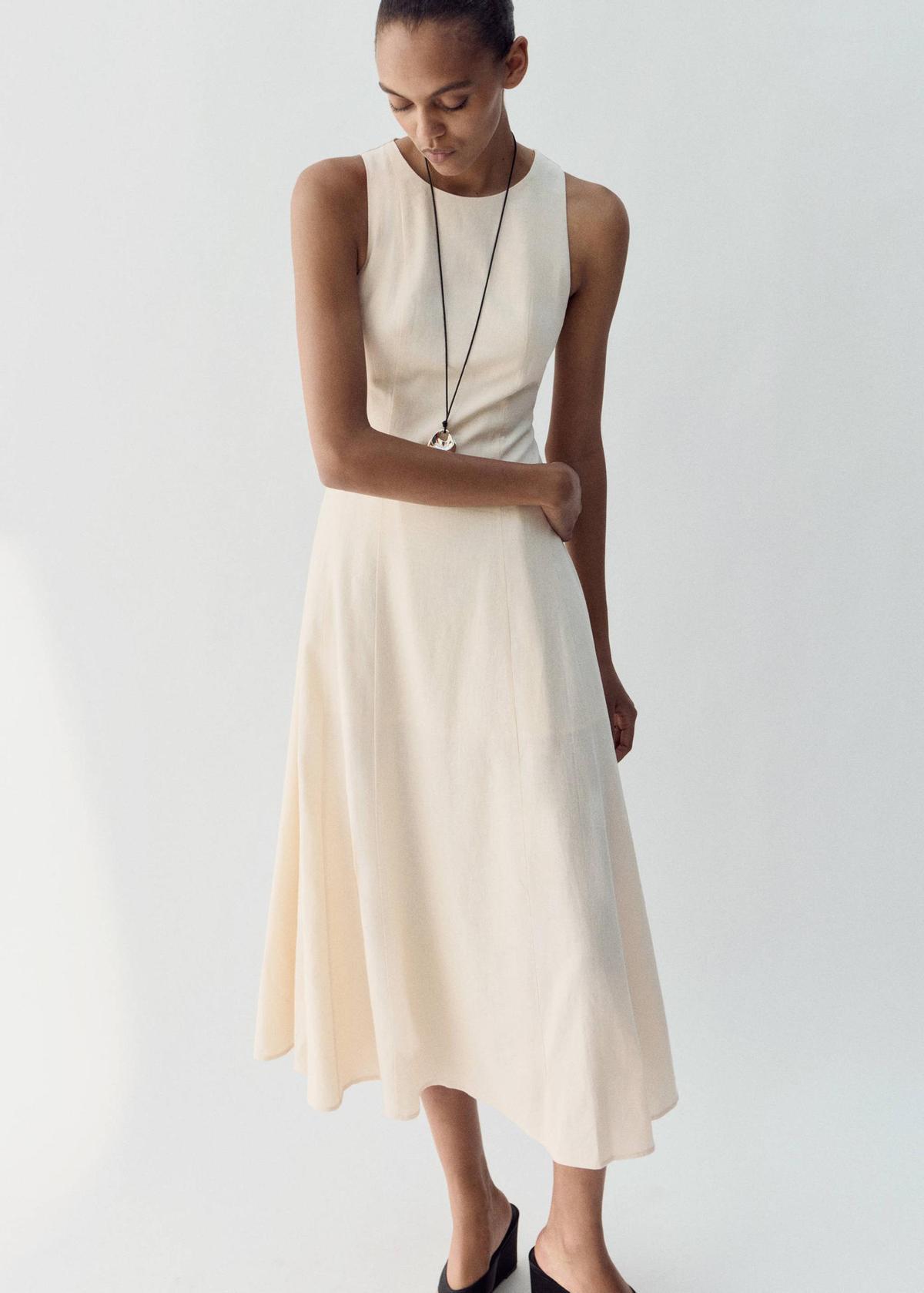 Robe évasée en lin blanche