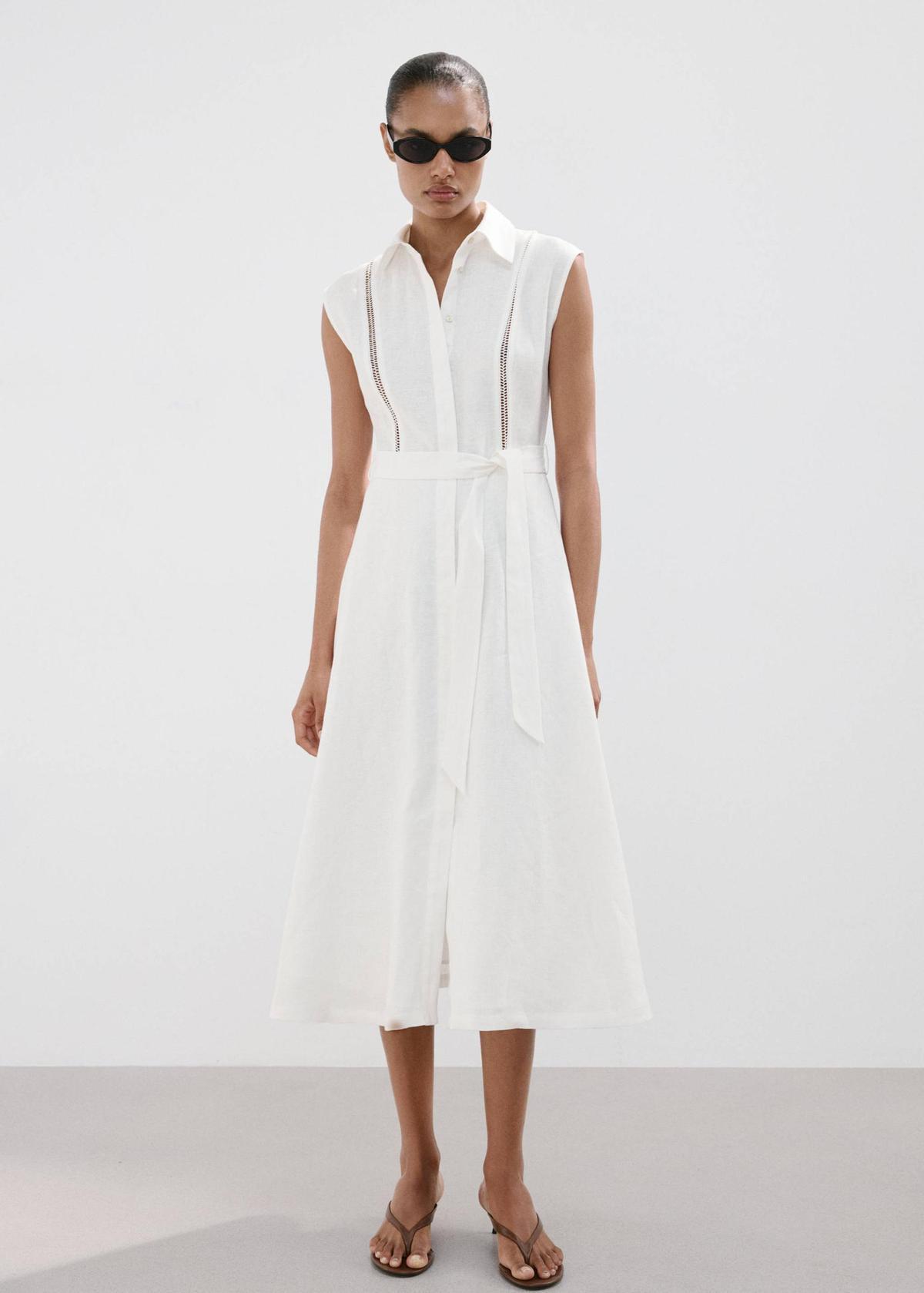 Robe chemise en lin blanc
