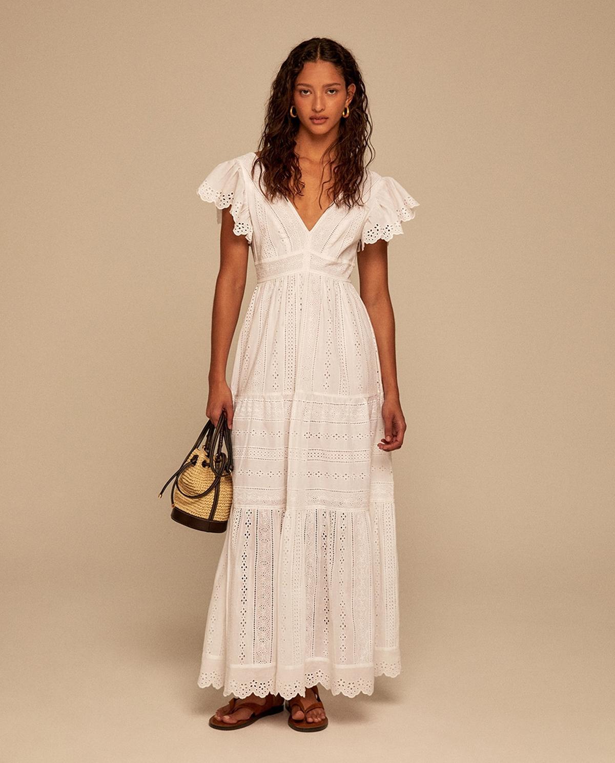 Robe longue schiffli blanche
