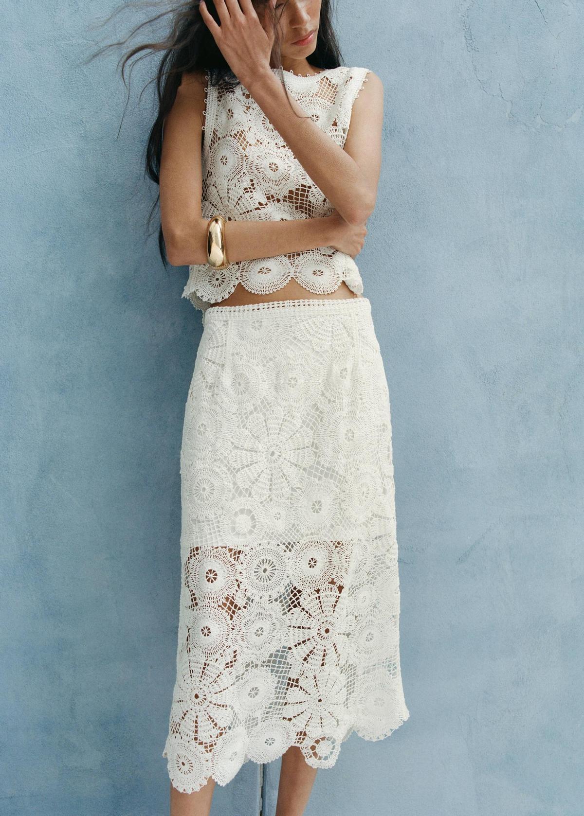 Jupe blanche en crochet