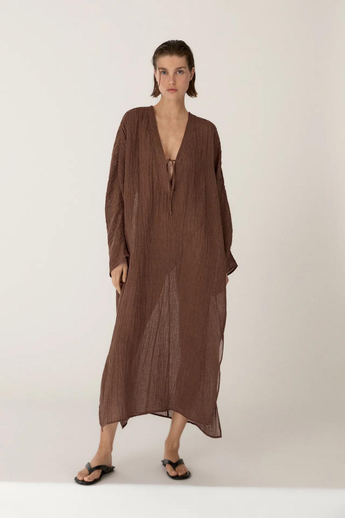Robe caftan marron