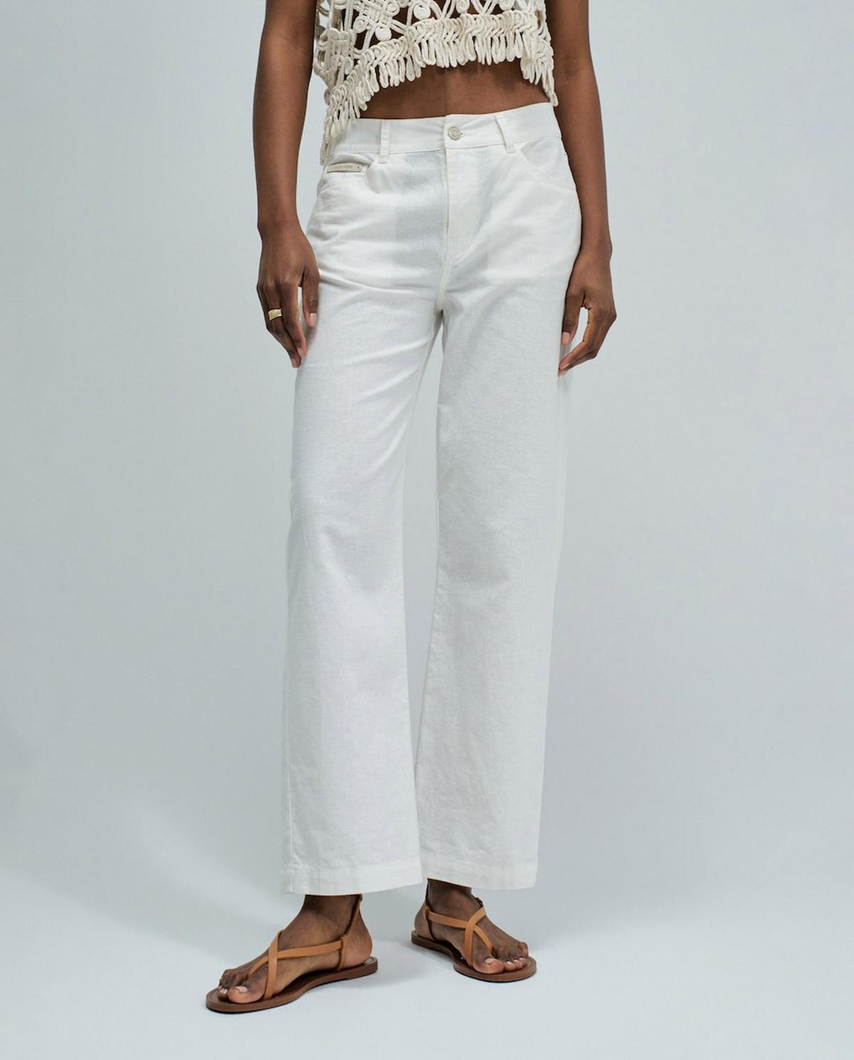 Pantalon de costume en lin blanc