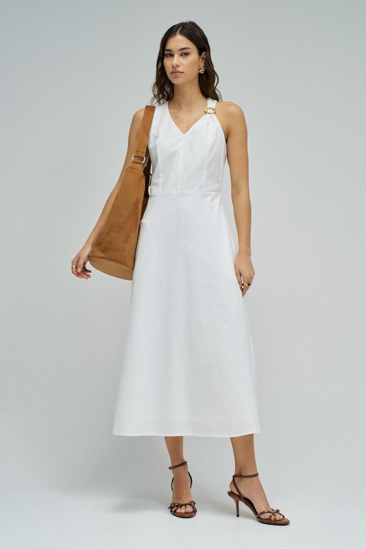 Robe midi en lin blanc