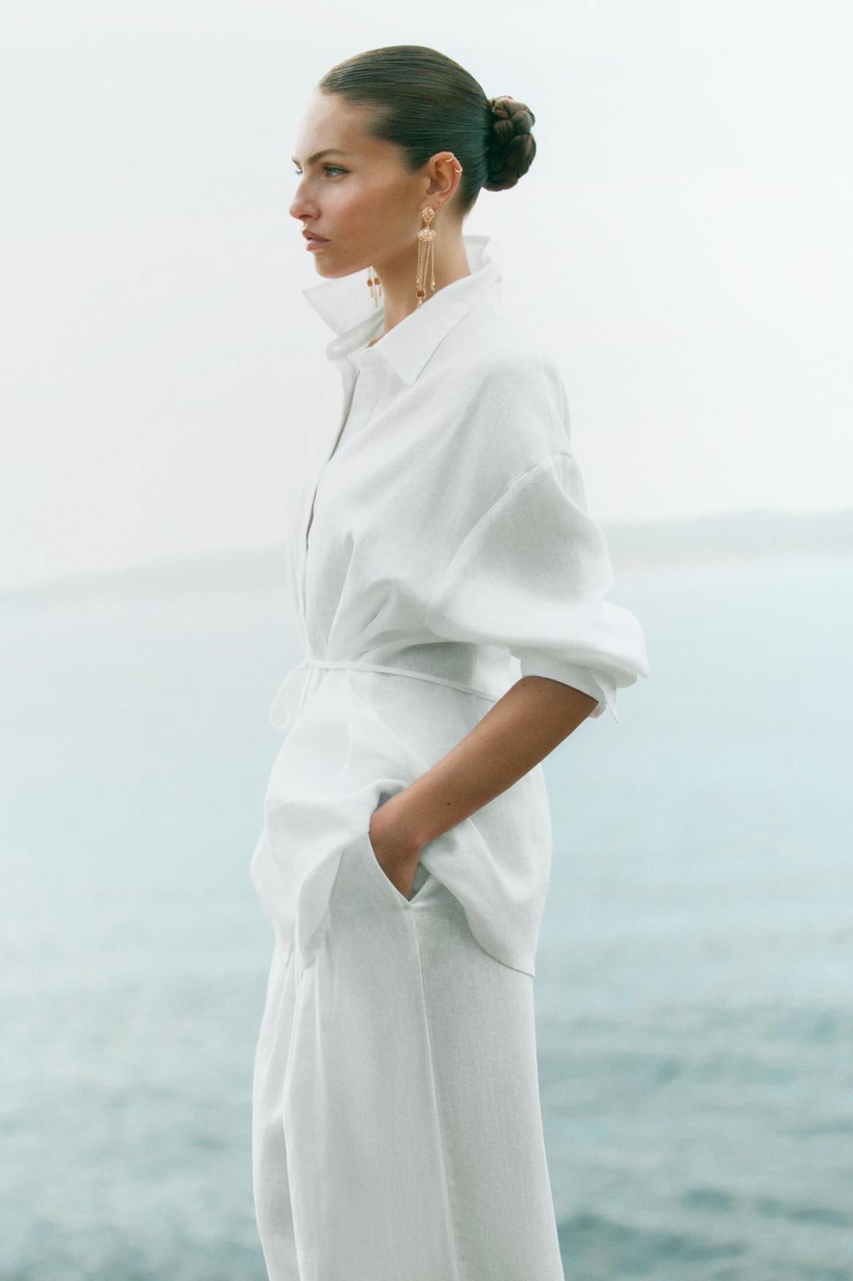 Chemise en lin avec nœud