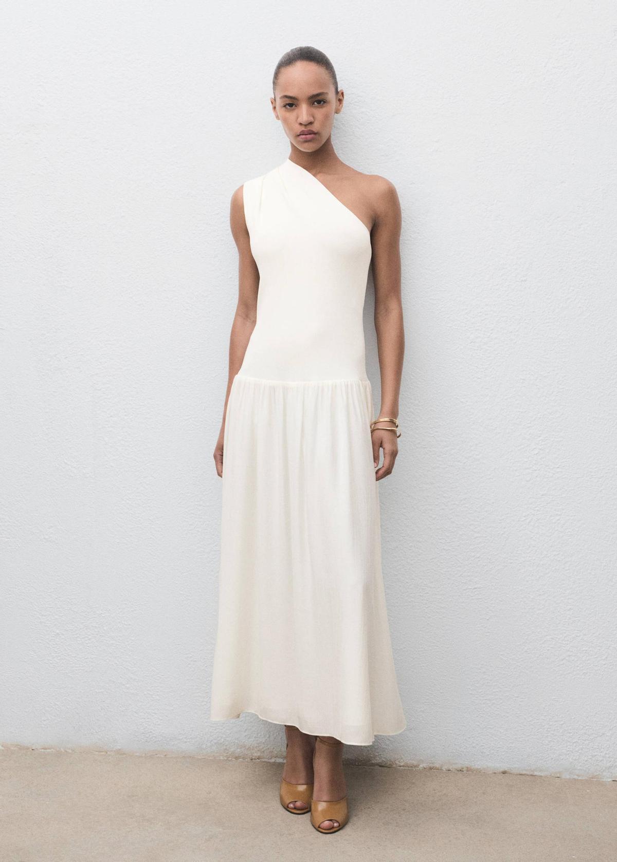 Robe asymétrique blanche combinée
