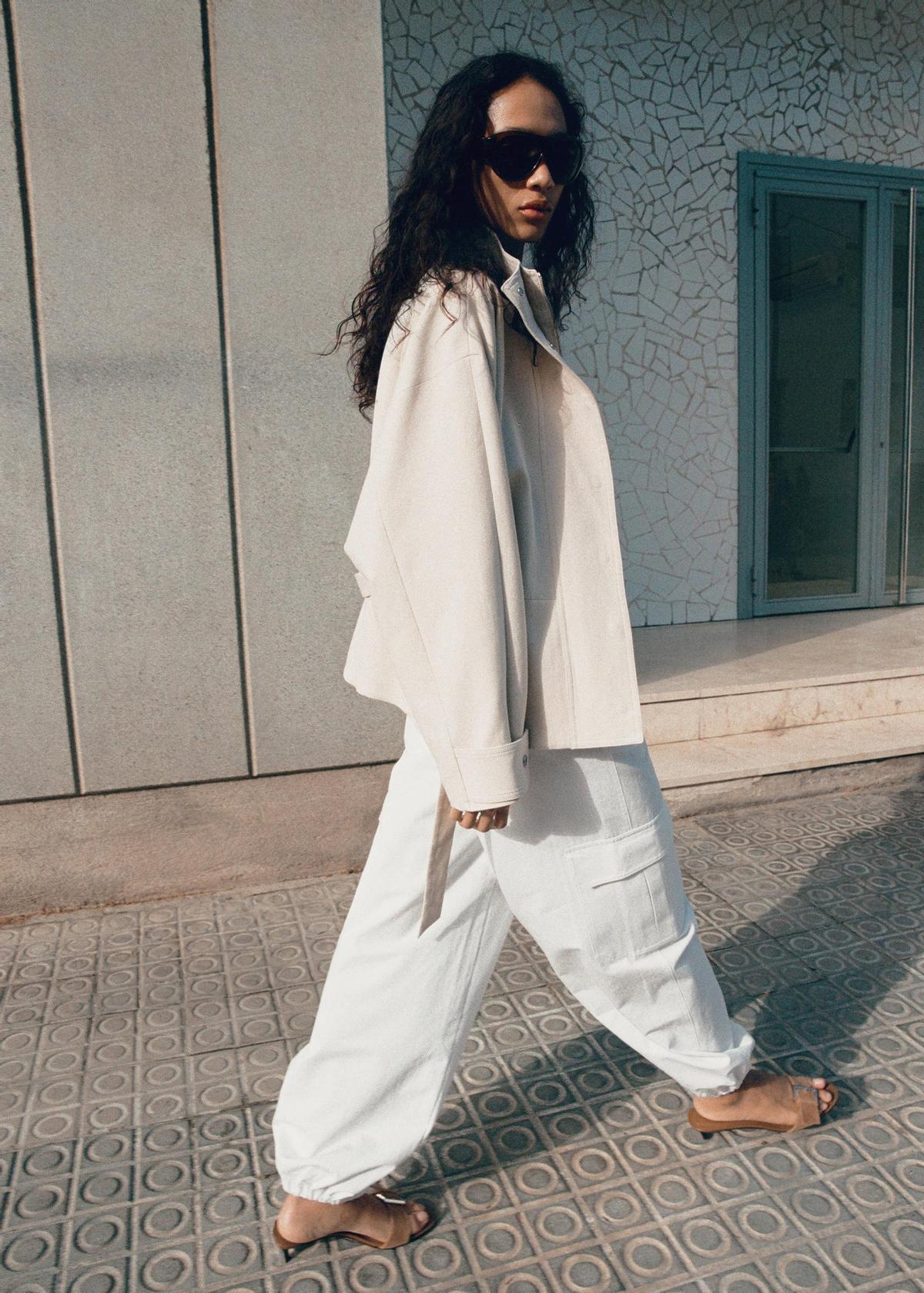 Pantalon cargo blanc