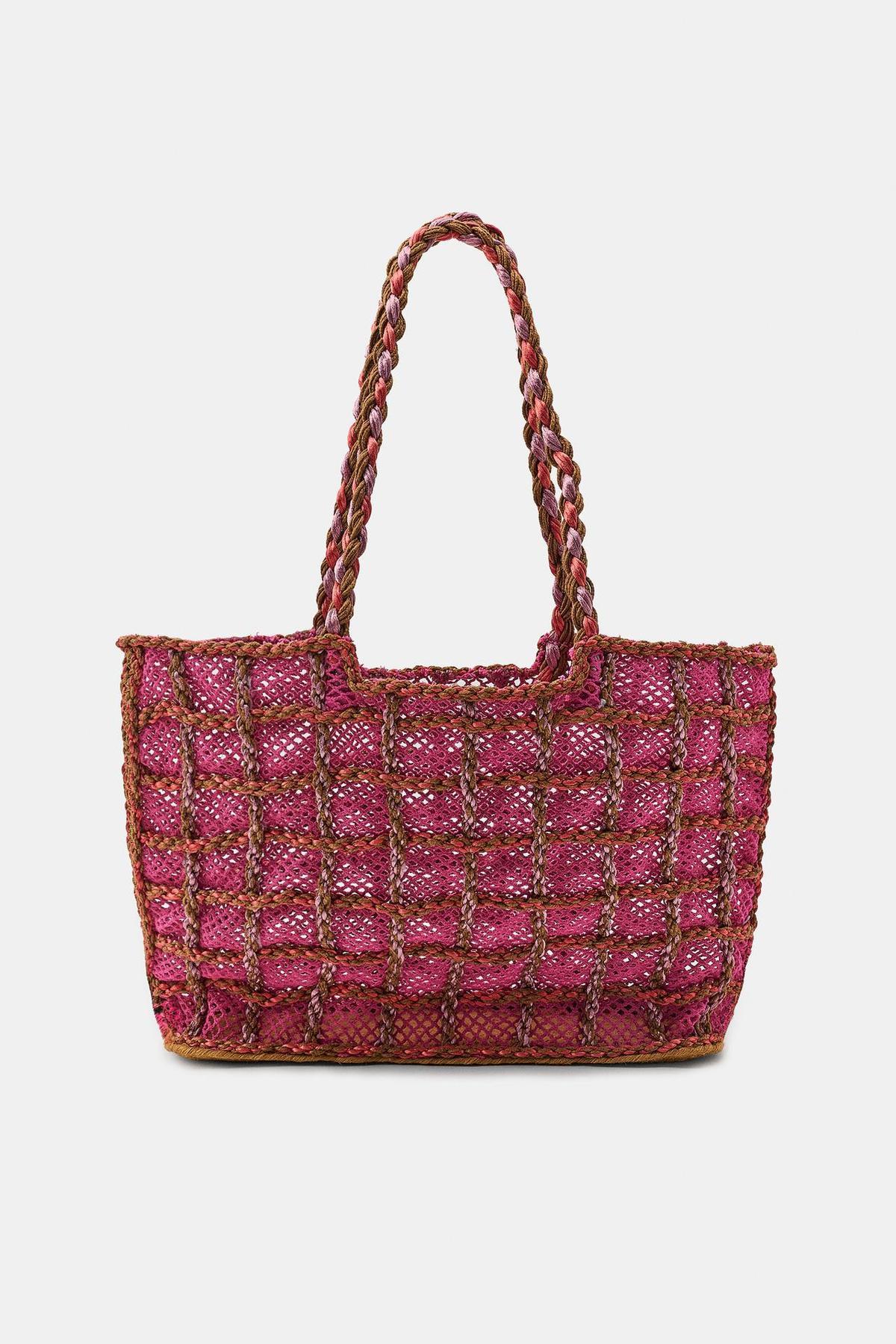 Sac de plage maxi tressé multicolore