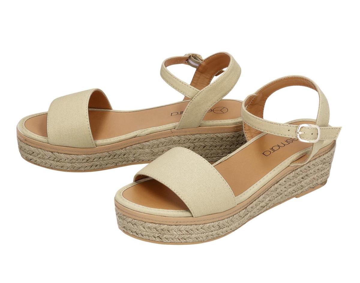Sandales compensées confortables beiges