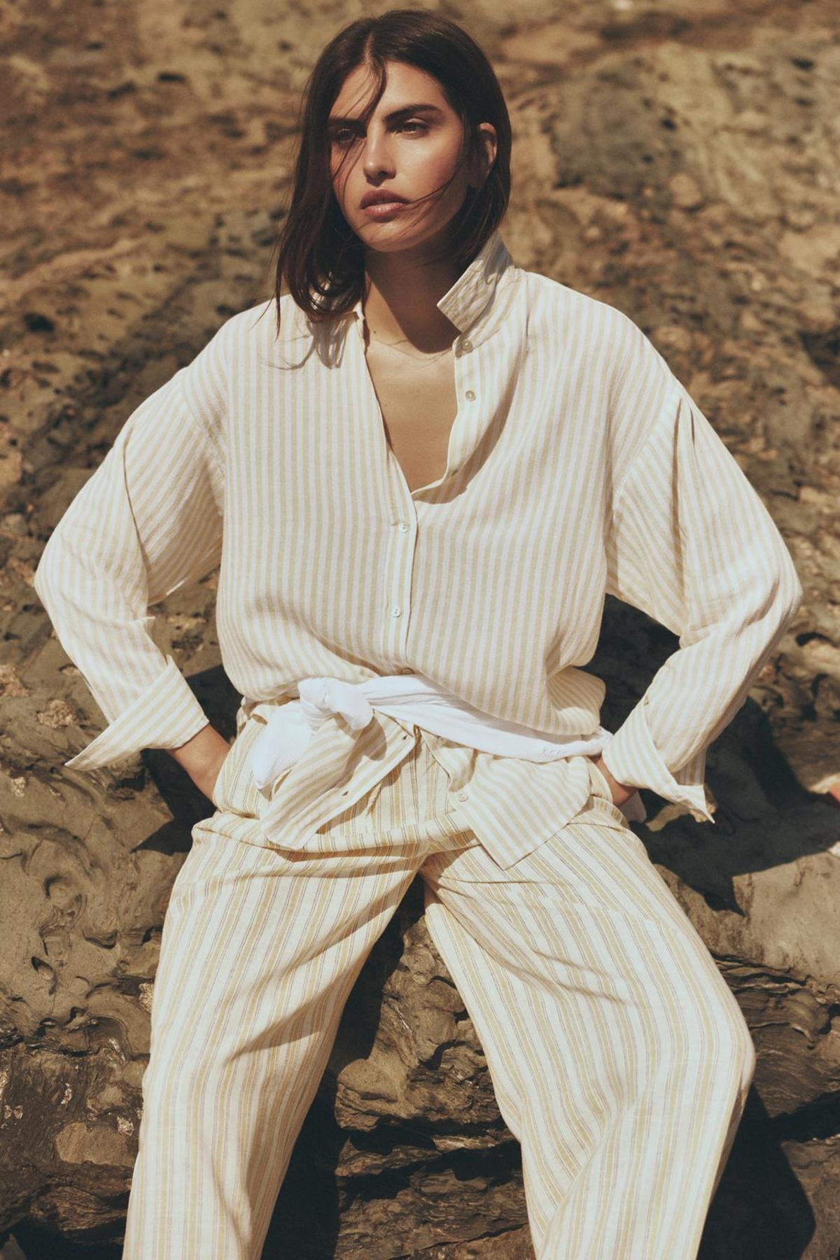 Ensemble chemise imprimée et pantalon long