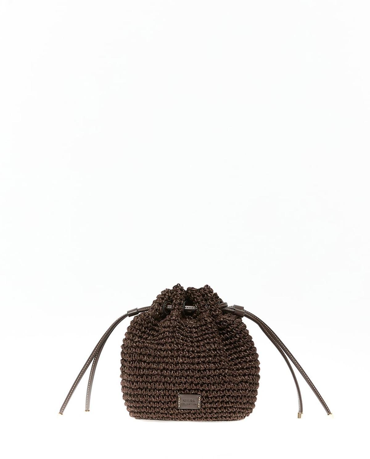 Sac sac en raphia marron chocolat