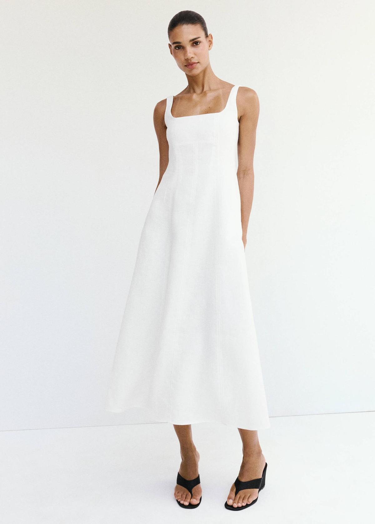 Robe trapèze en lin blanc