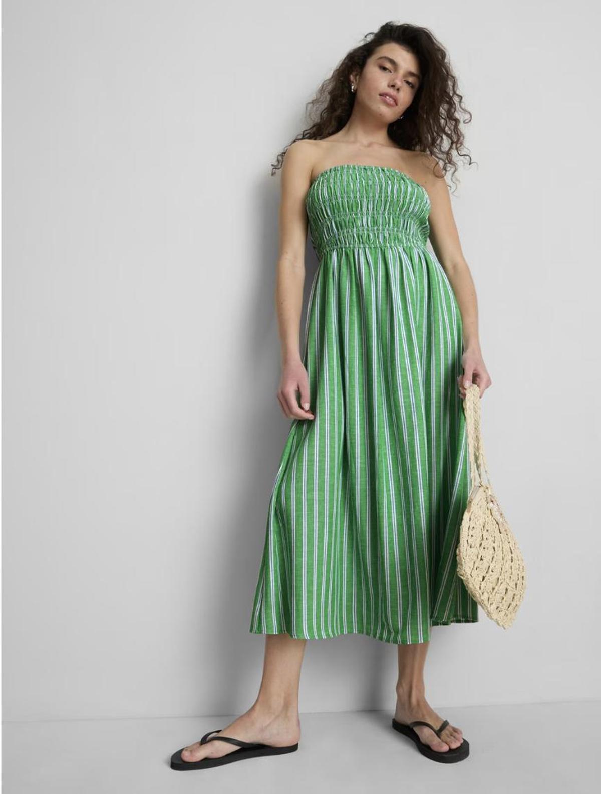 Robe midi imprimée à décolleté bustier