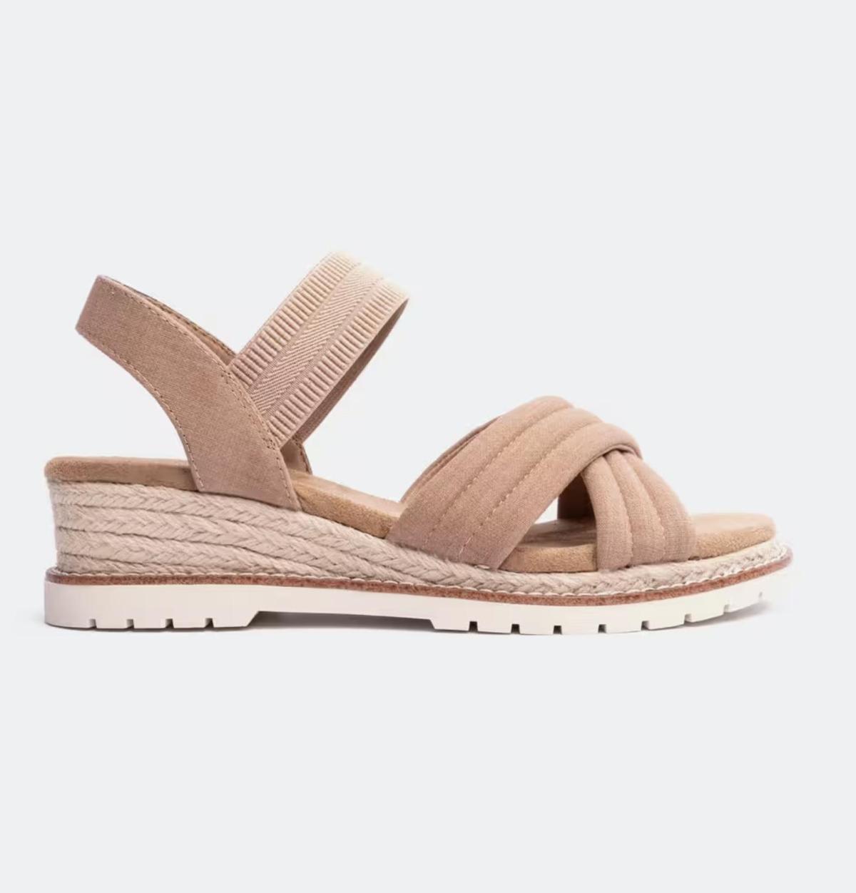 Sandales compensées pastel à brides croisées