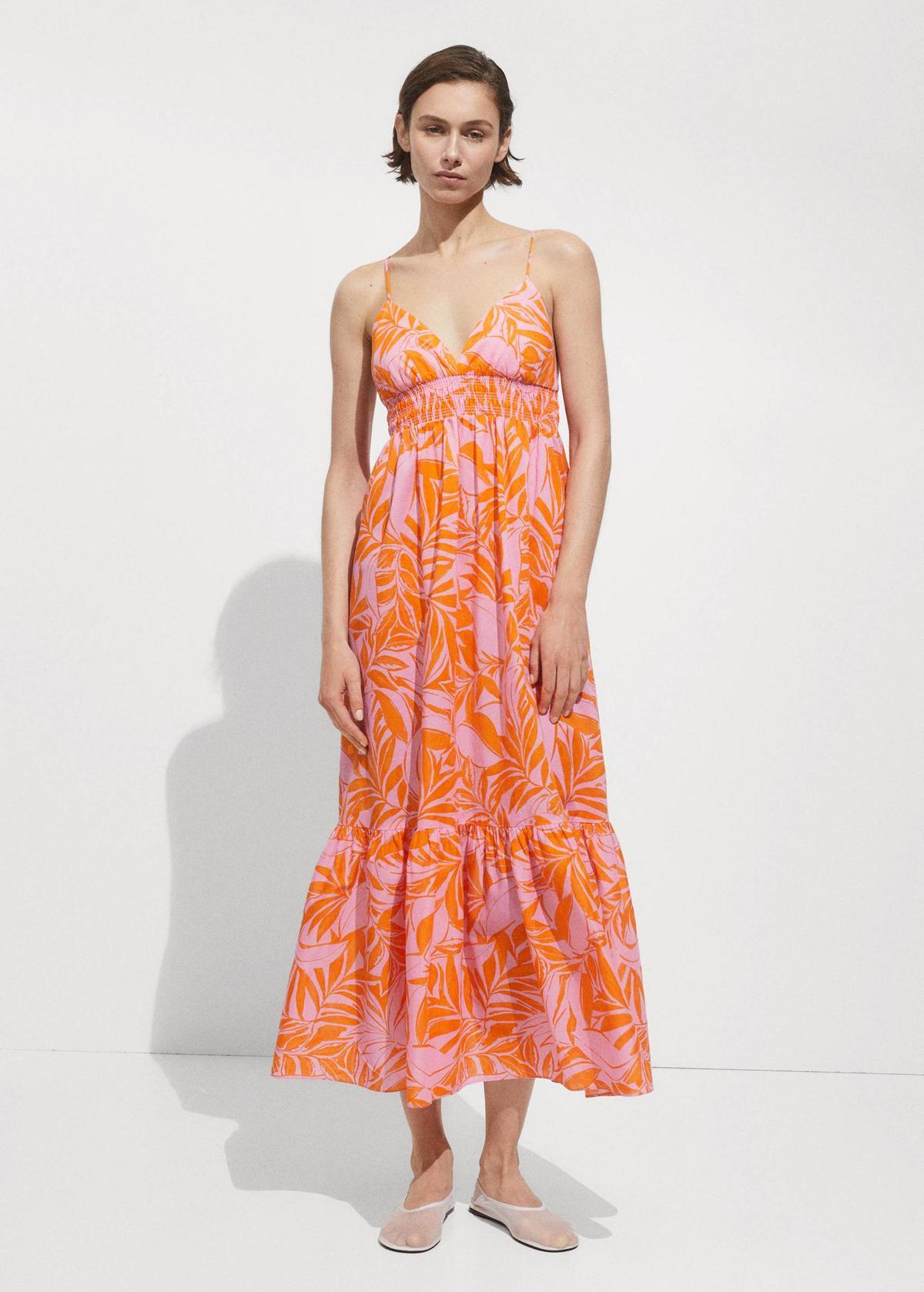 Robe longue imprimée multicolore