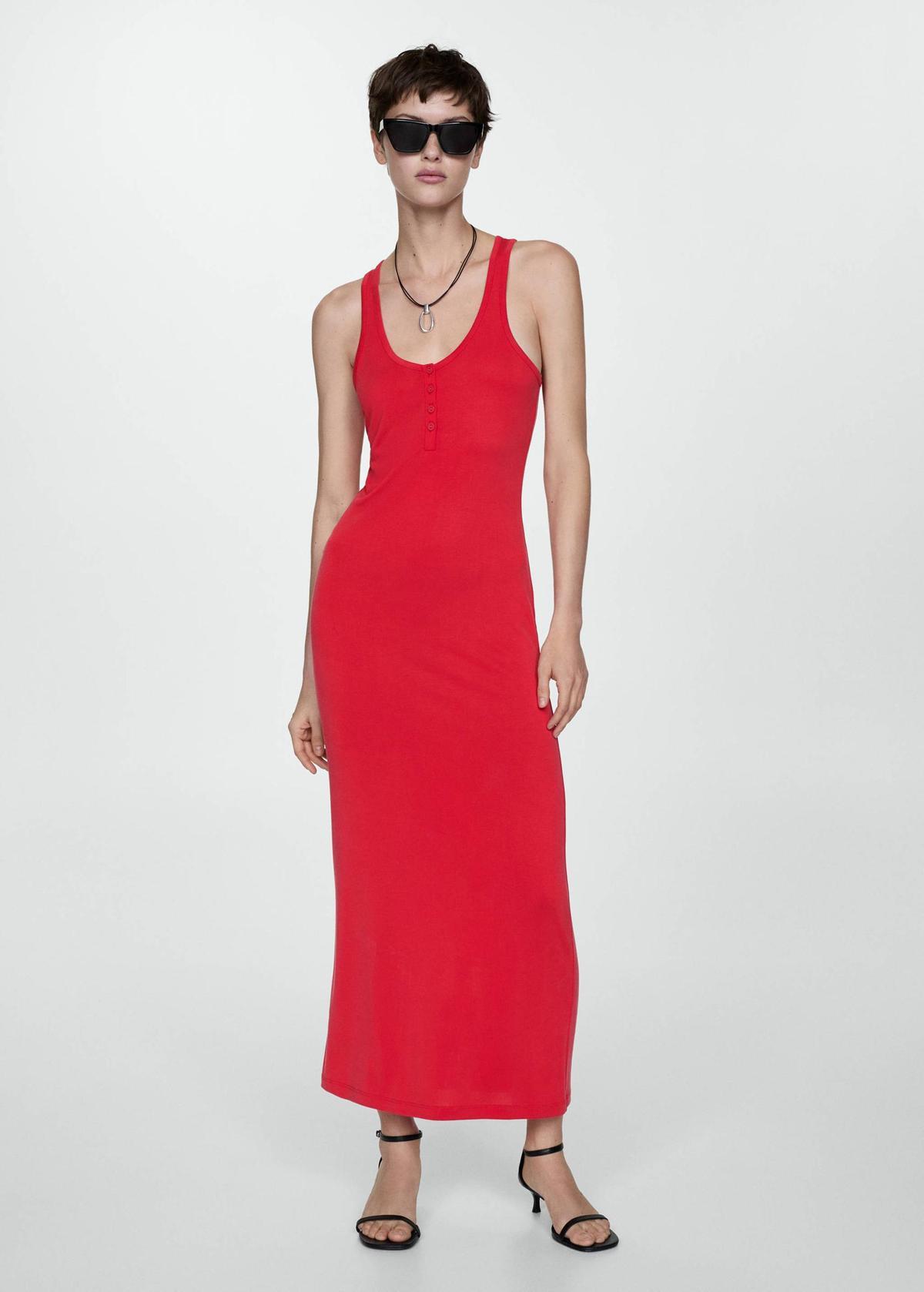 Robe midi rouge à bretelles