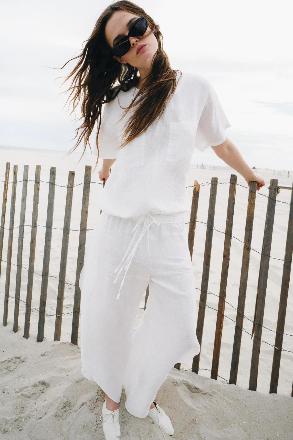 Pantalon en lin blanc