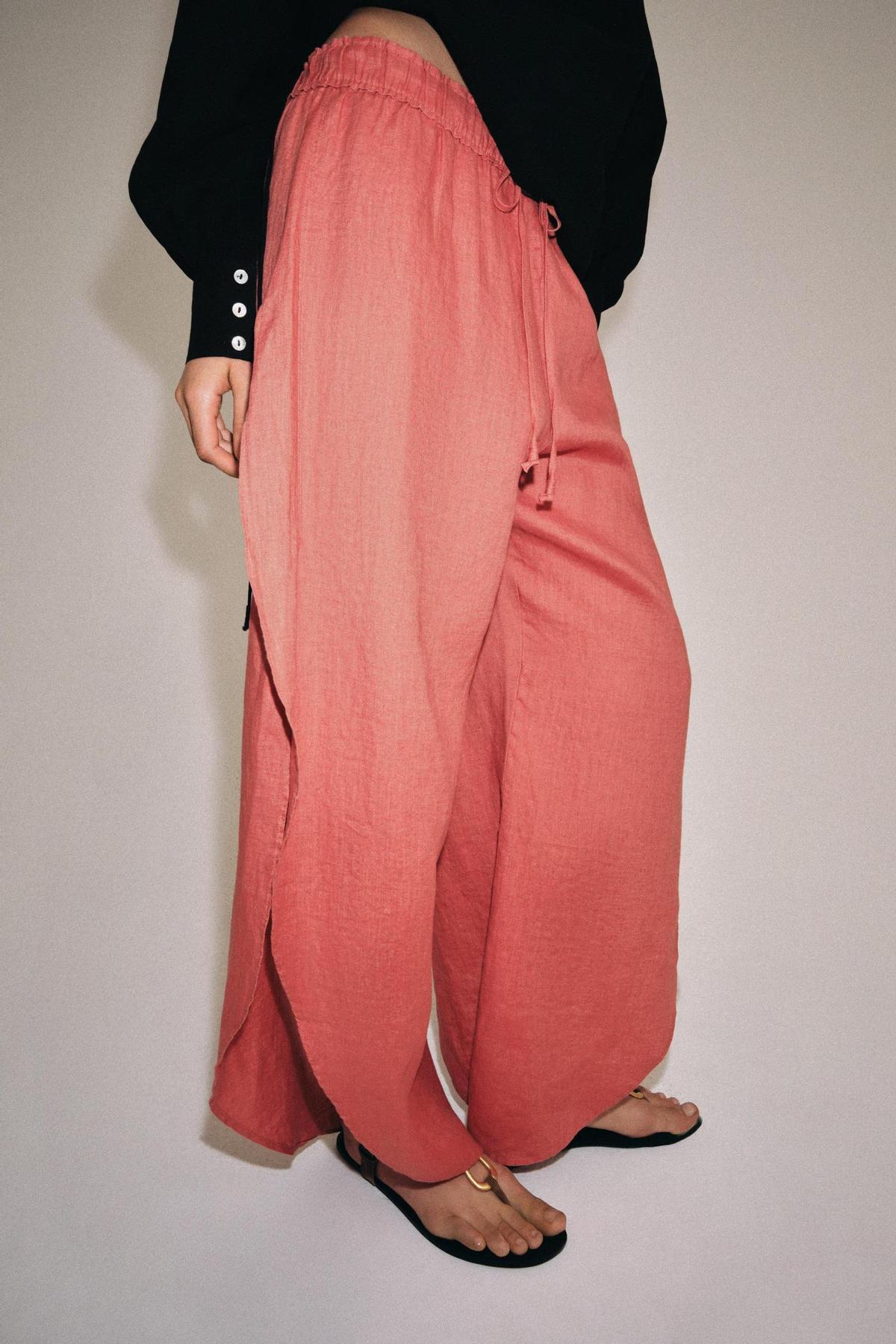Pantalon en lin corail