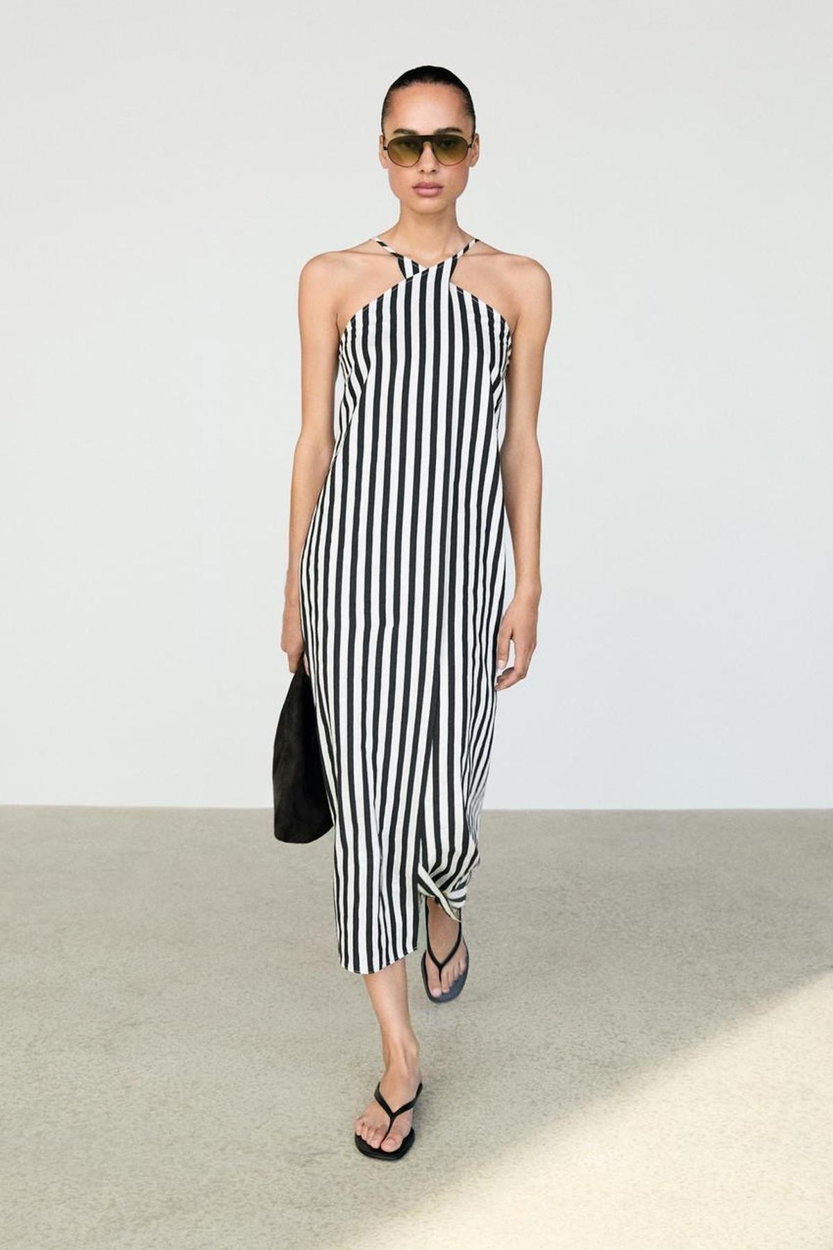 Robe midi rayée