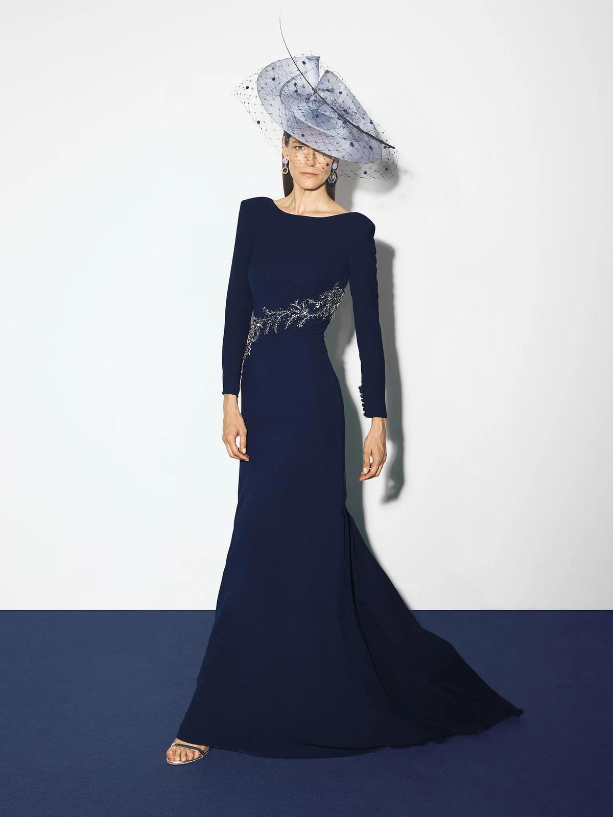 Robe bleu marine avec détail strass