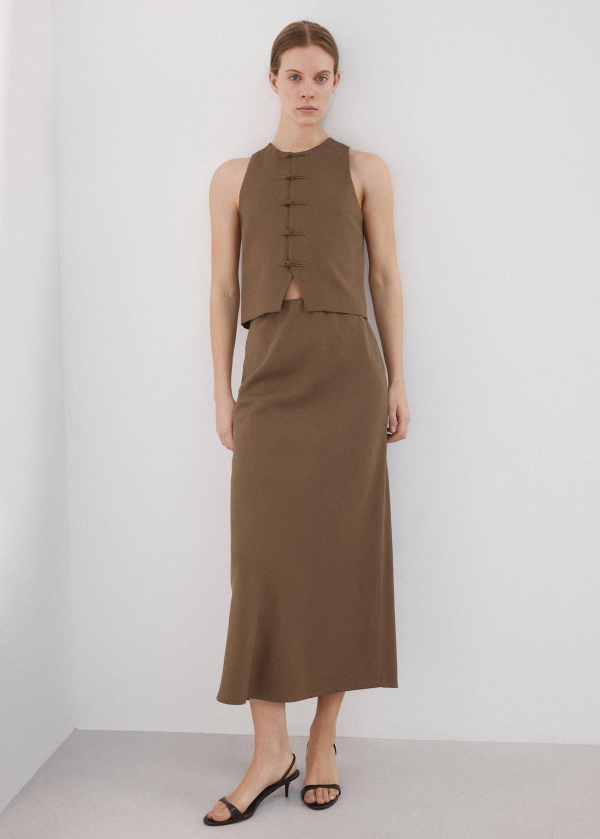 Ensemble jupe midi et gilet en lin