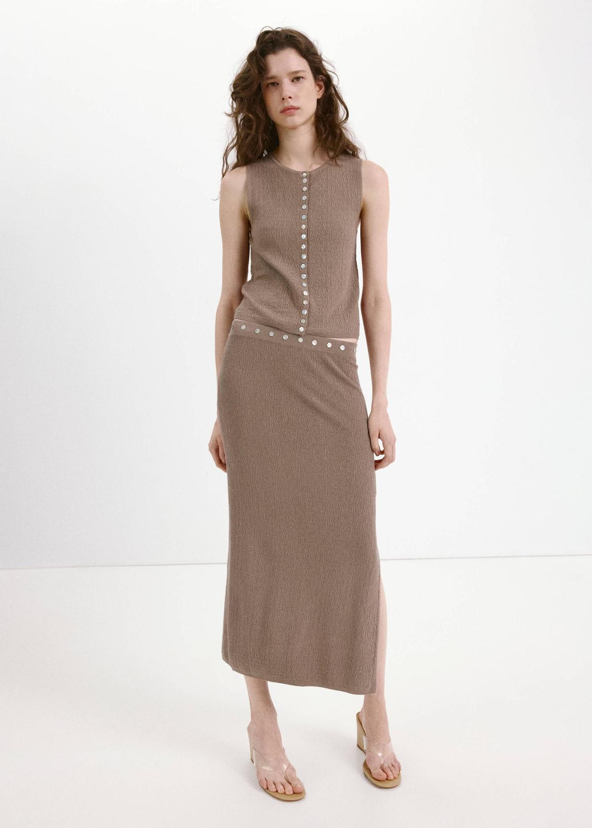 Ensemble haut midi texturé et jupe